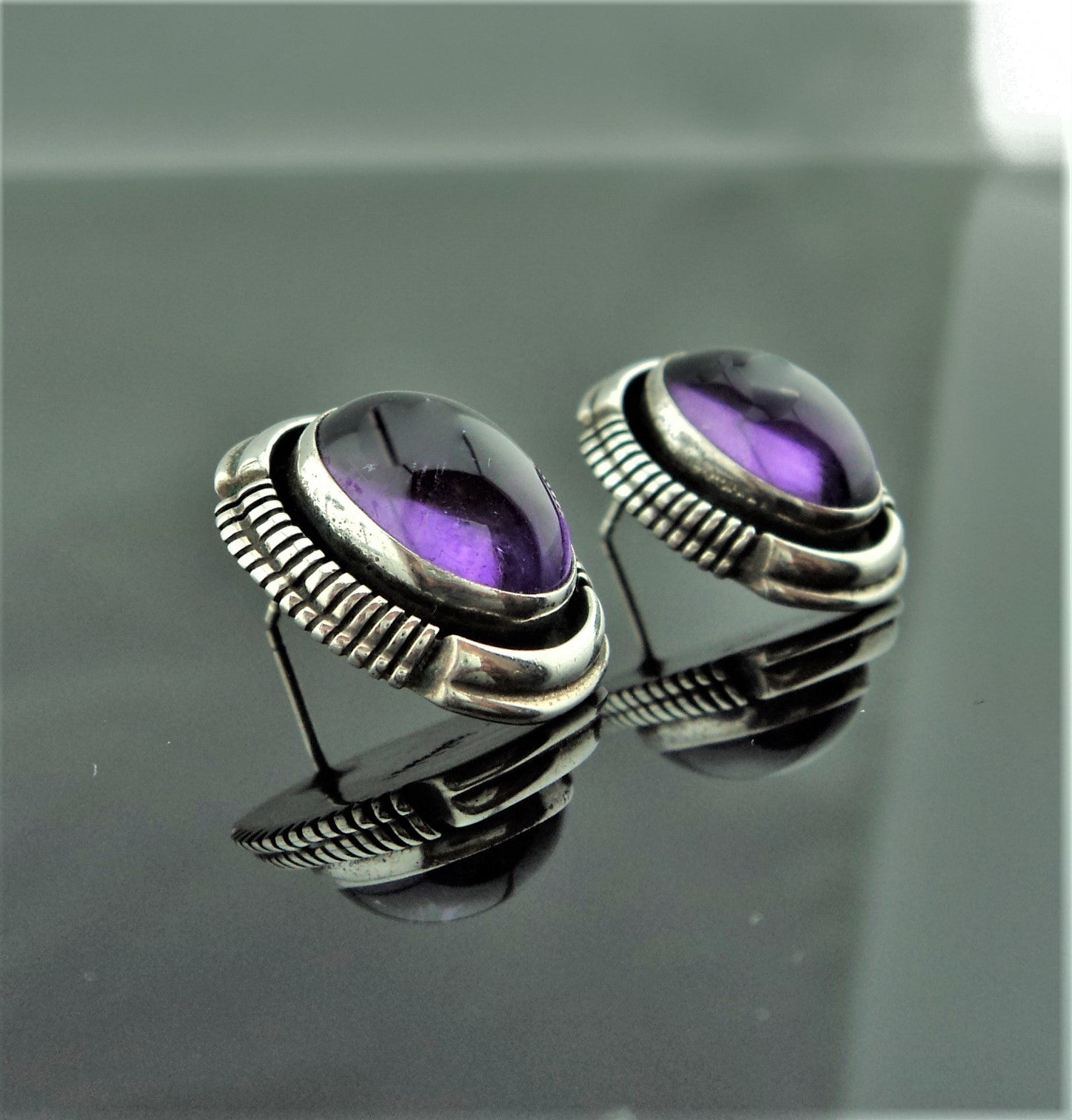 Leo Yazzie Sterling Silver Amethyst Earrings