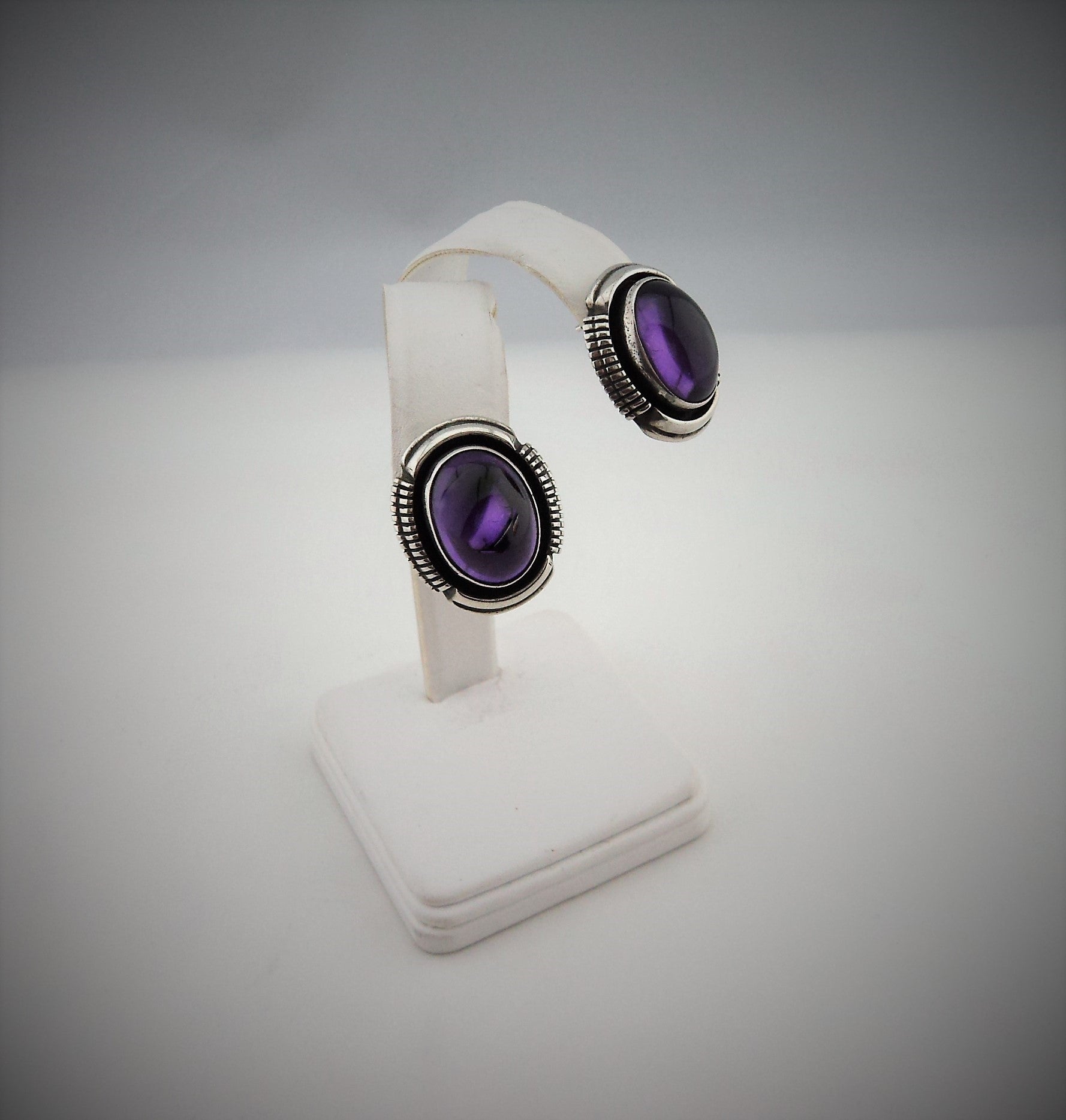 Leo Yazzie Sterling Silver Amethyst Earrings