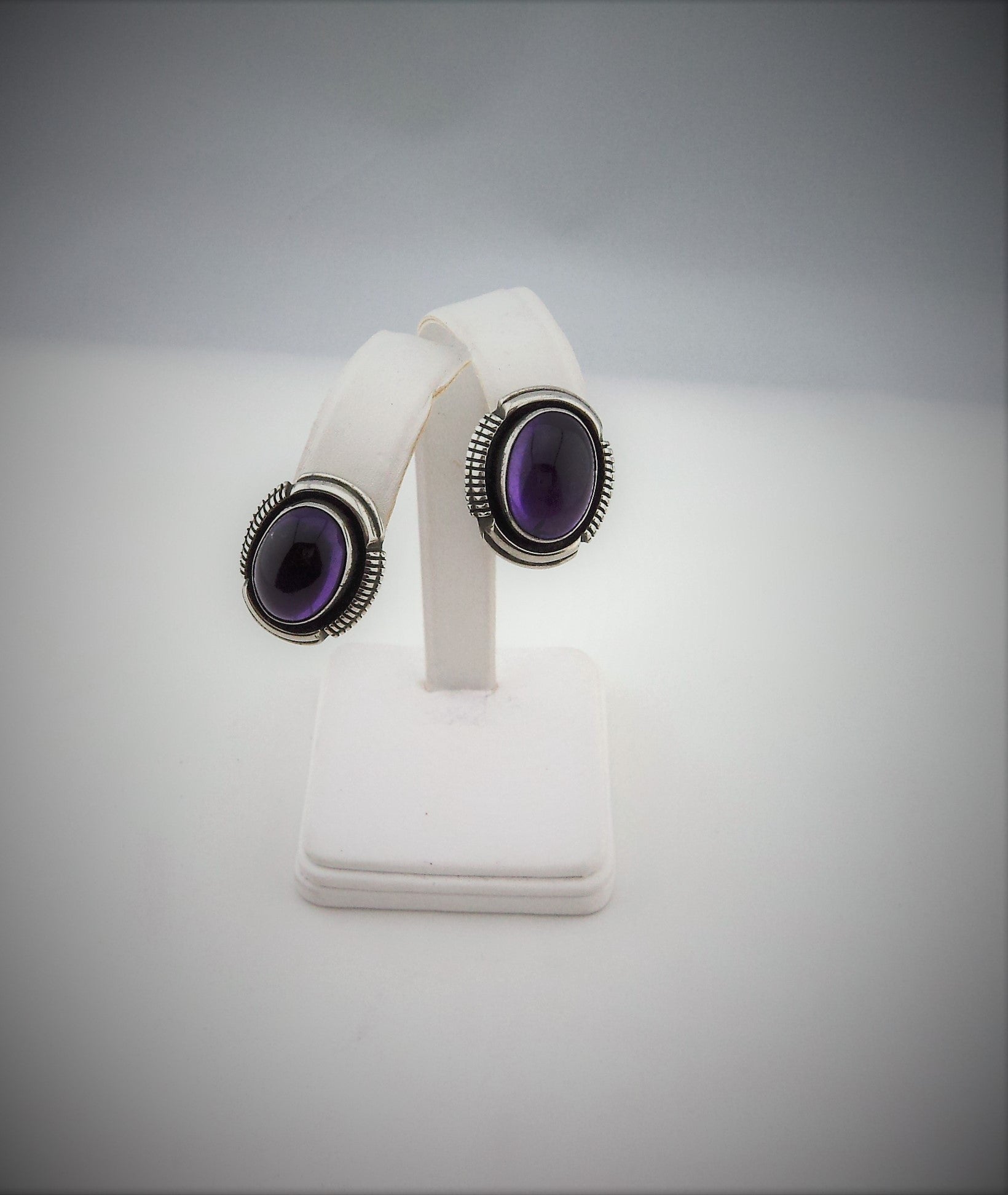 Leo Yazzie Sterling Silver Amethyst Earrings