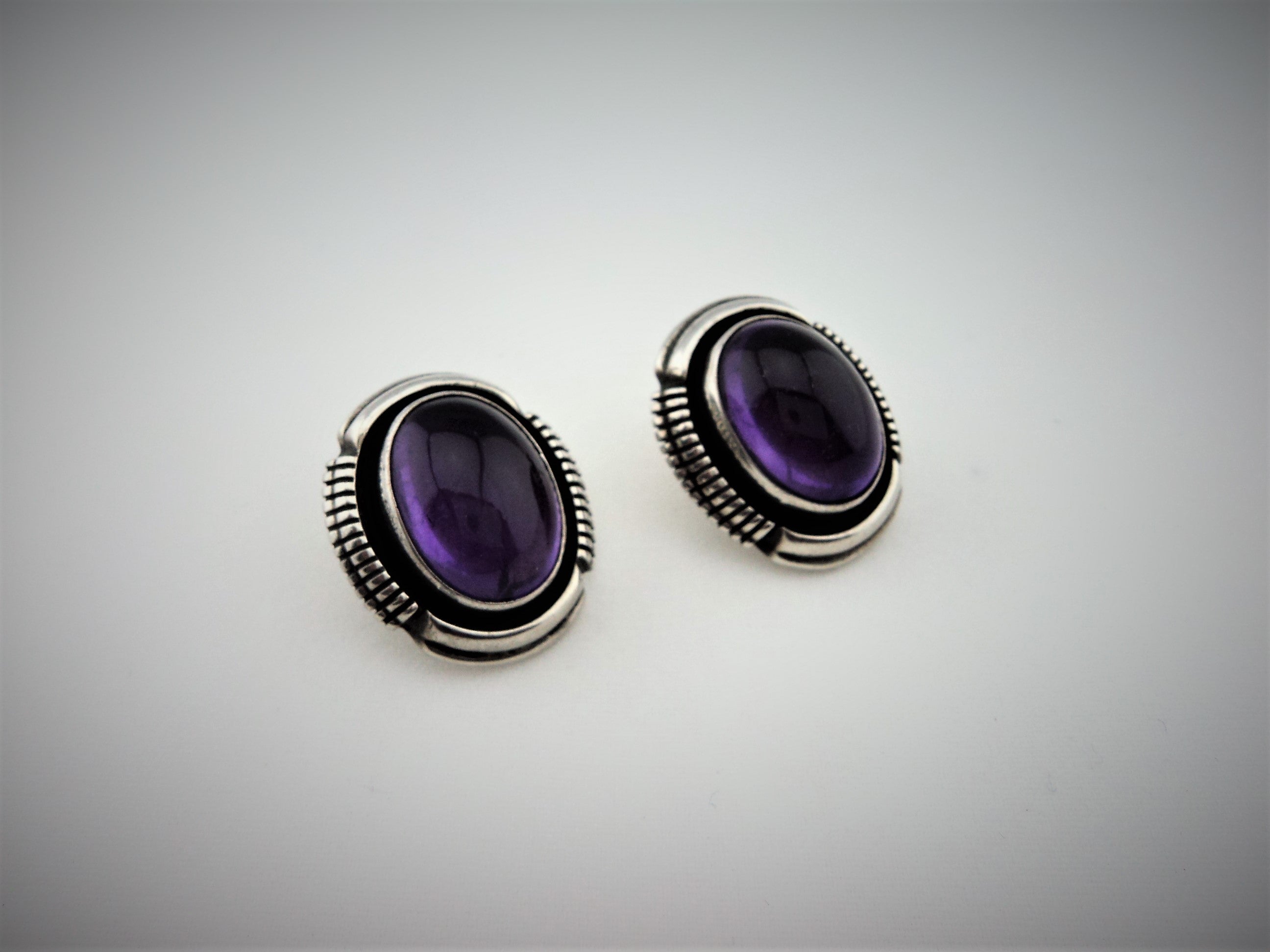 Leo Yazzie Sterling Silver Amethyst Earrings