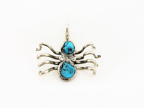 Silver and Turquoise Spider Pendant