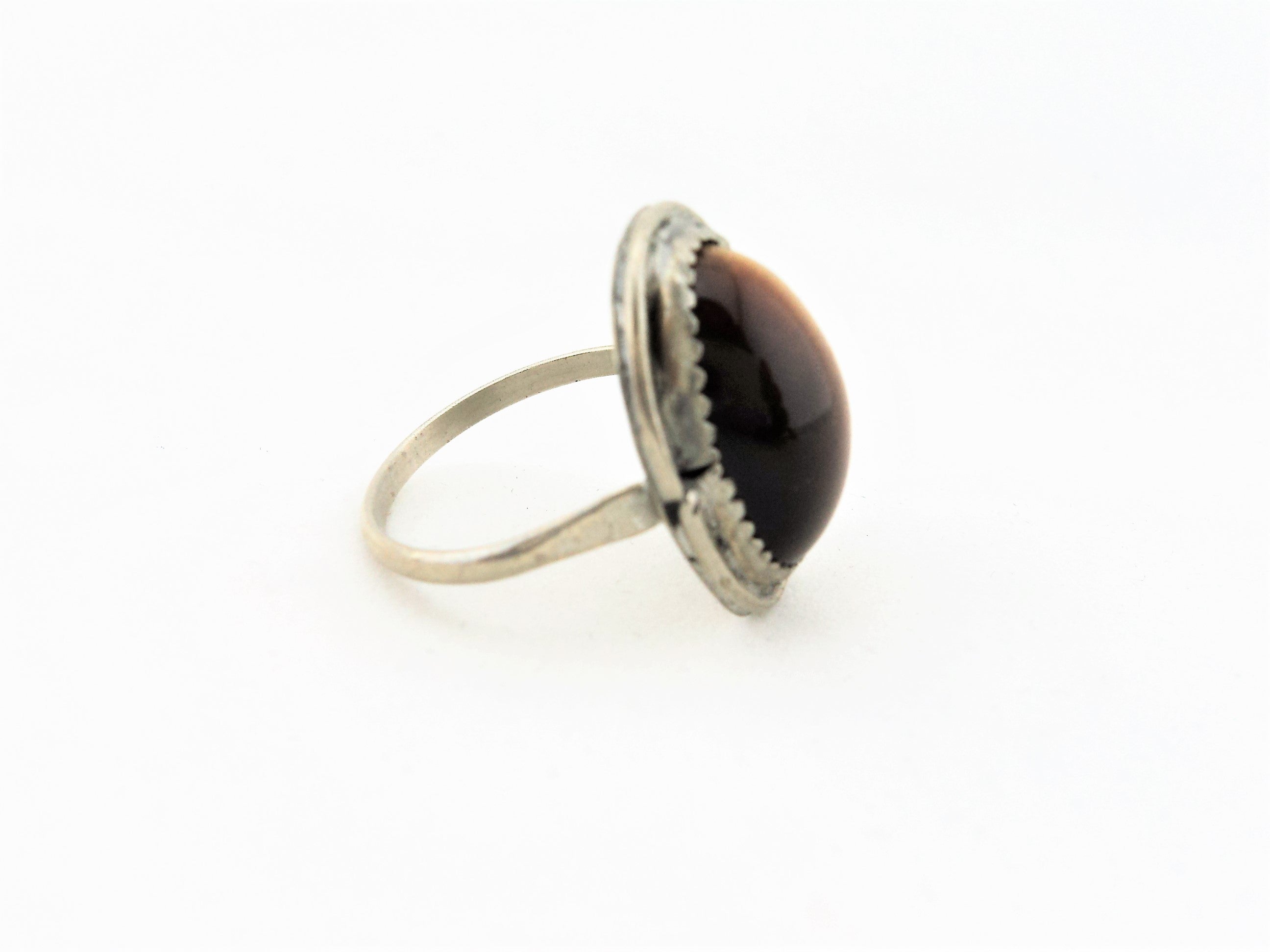 Vintage 800 Silver and Tiger Eye Cabochon Ring