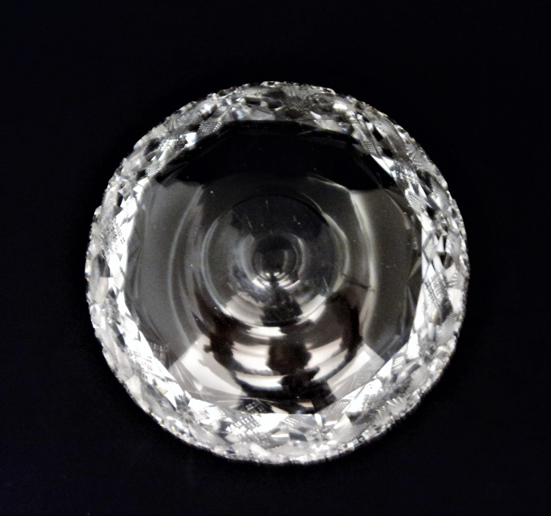 Vintage European Cut Crystal Fruit Bowl with Pedestal