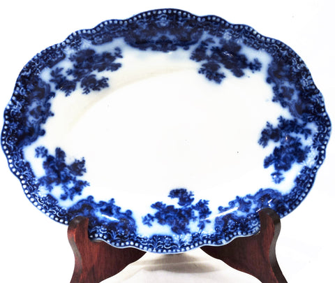 Antique Flow Blue Oval Dish