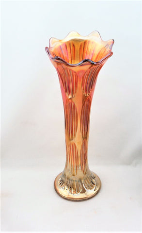 Fenton Diamond and Rib Marigold Carnival Glass Vase