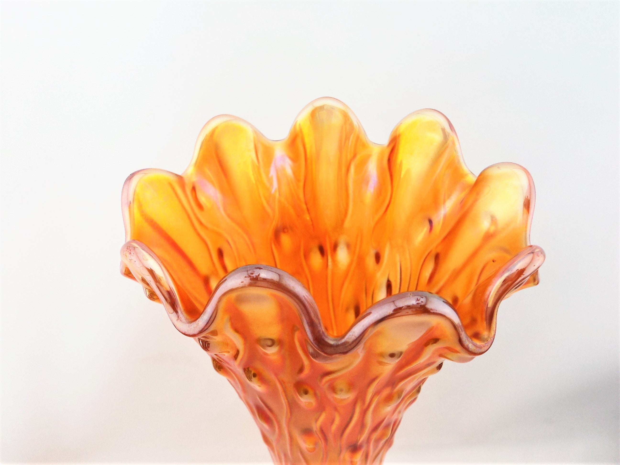 Antique Northwood Marigold Tree Trunk Carnival Glass Vase