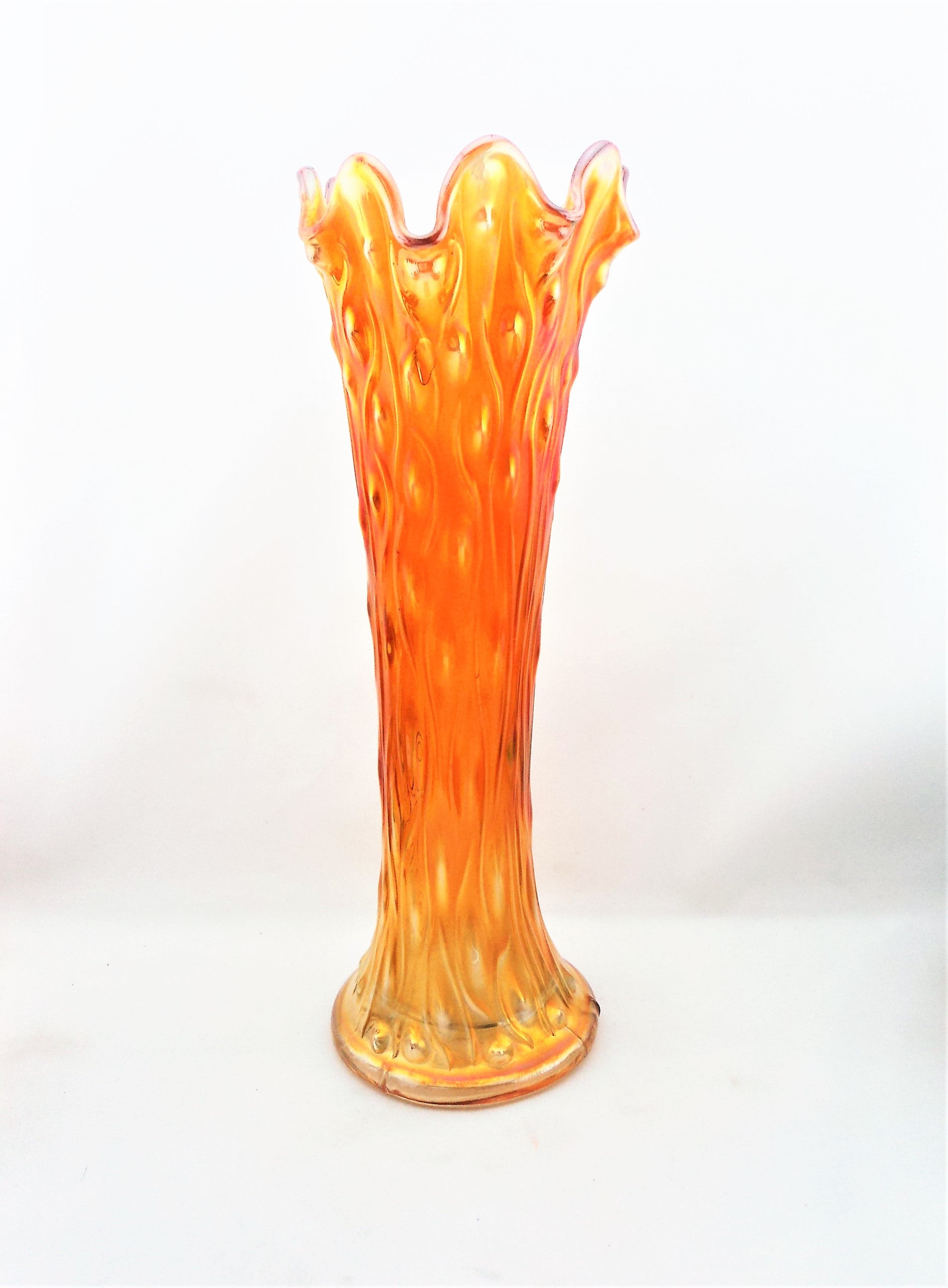 Antique Northwood Marigold Tree Trunk Carnival Glass Vase