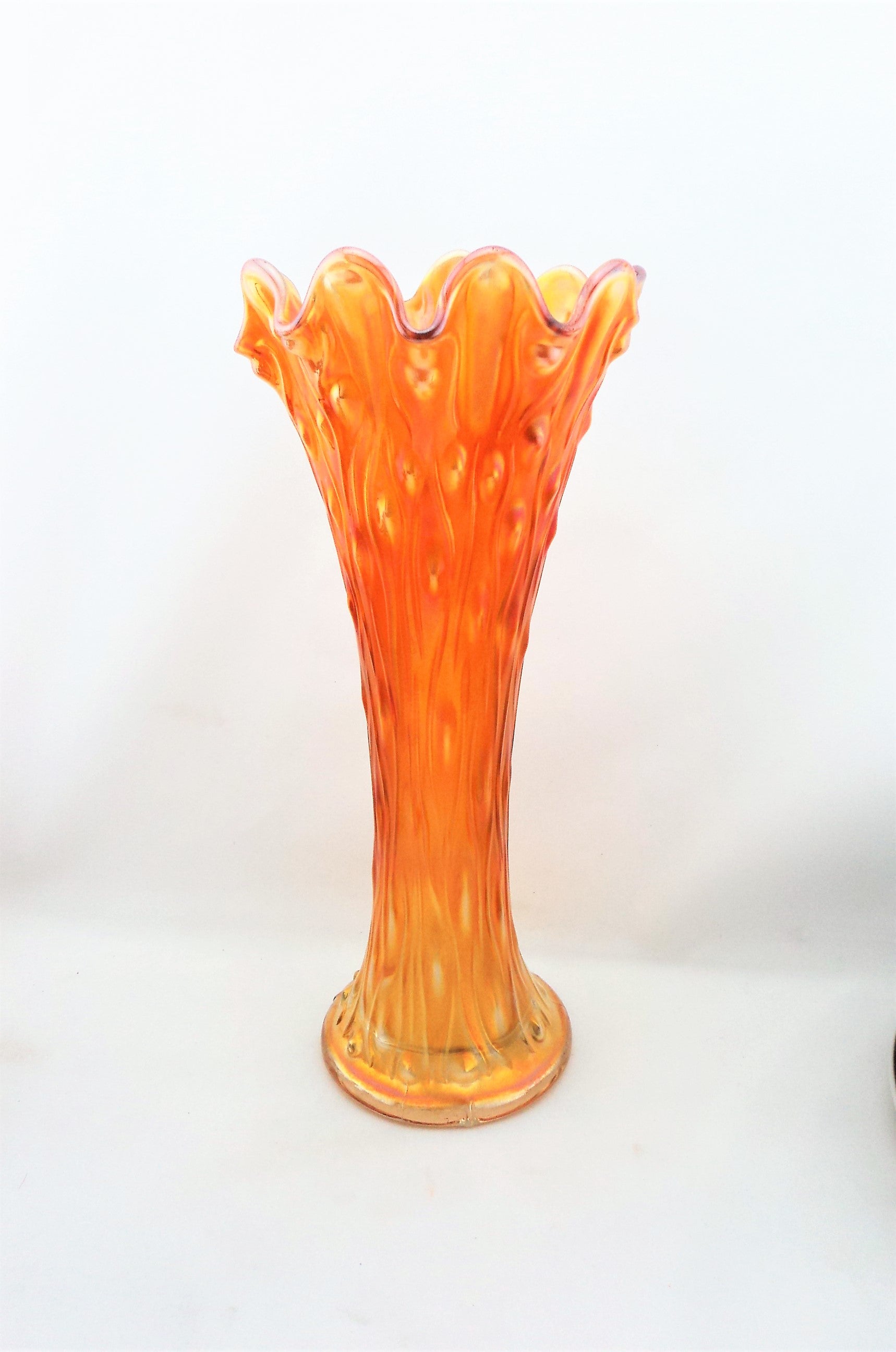 Antique Northwood Marigold Tree Trunk Carnival Glass Vase