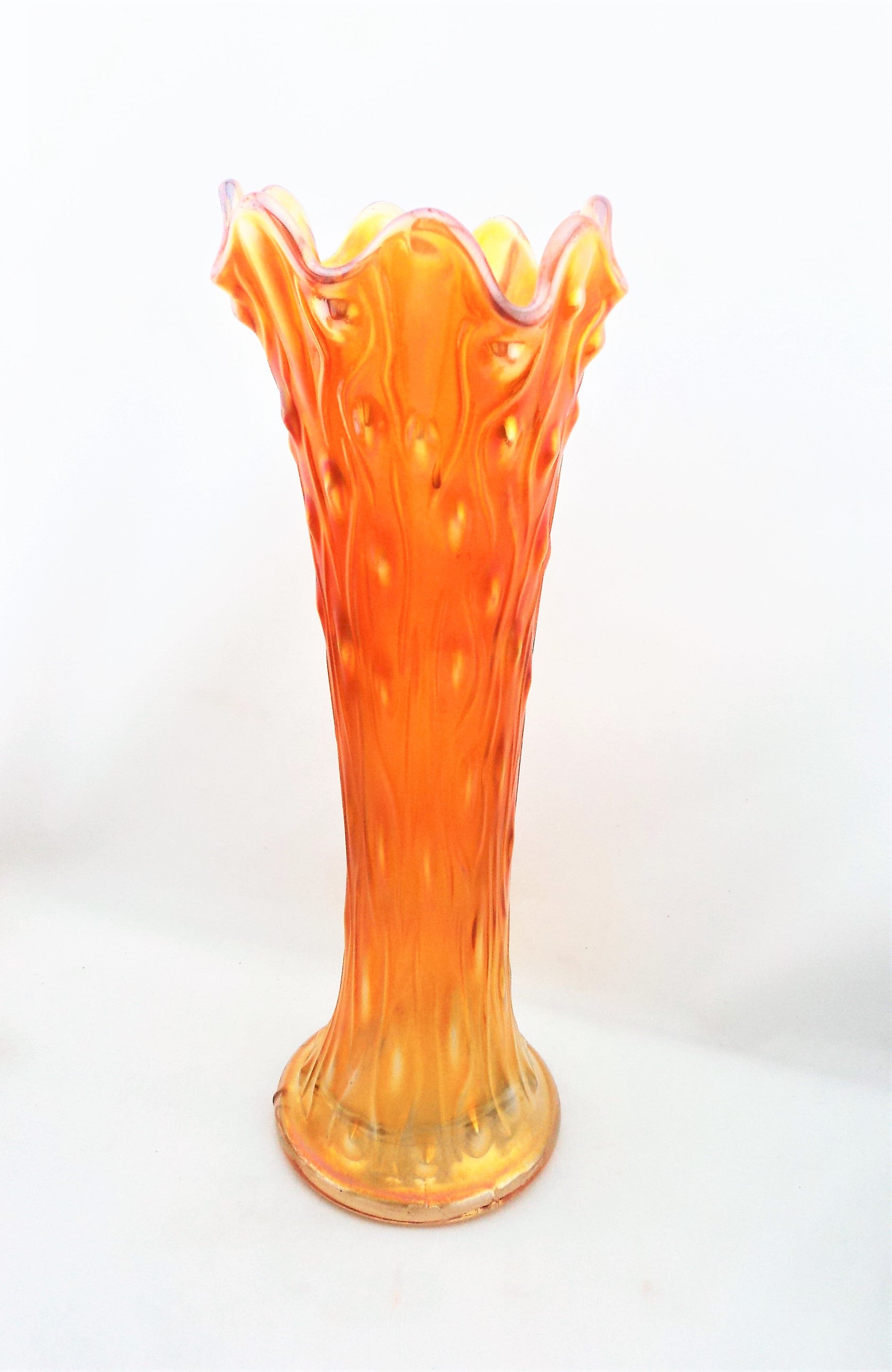 Antique Northwood Marigold Tree Trunk Carnival Glass Vase