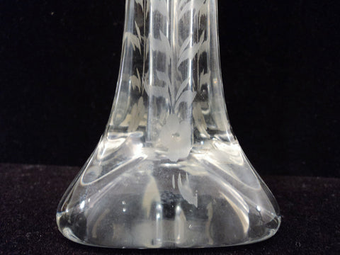 T.J. Hawkes Etched Crystal Bud Vase Pair