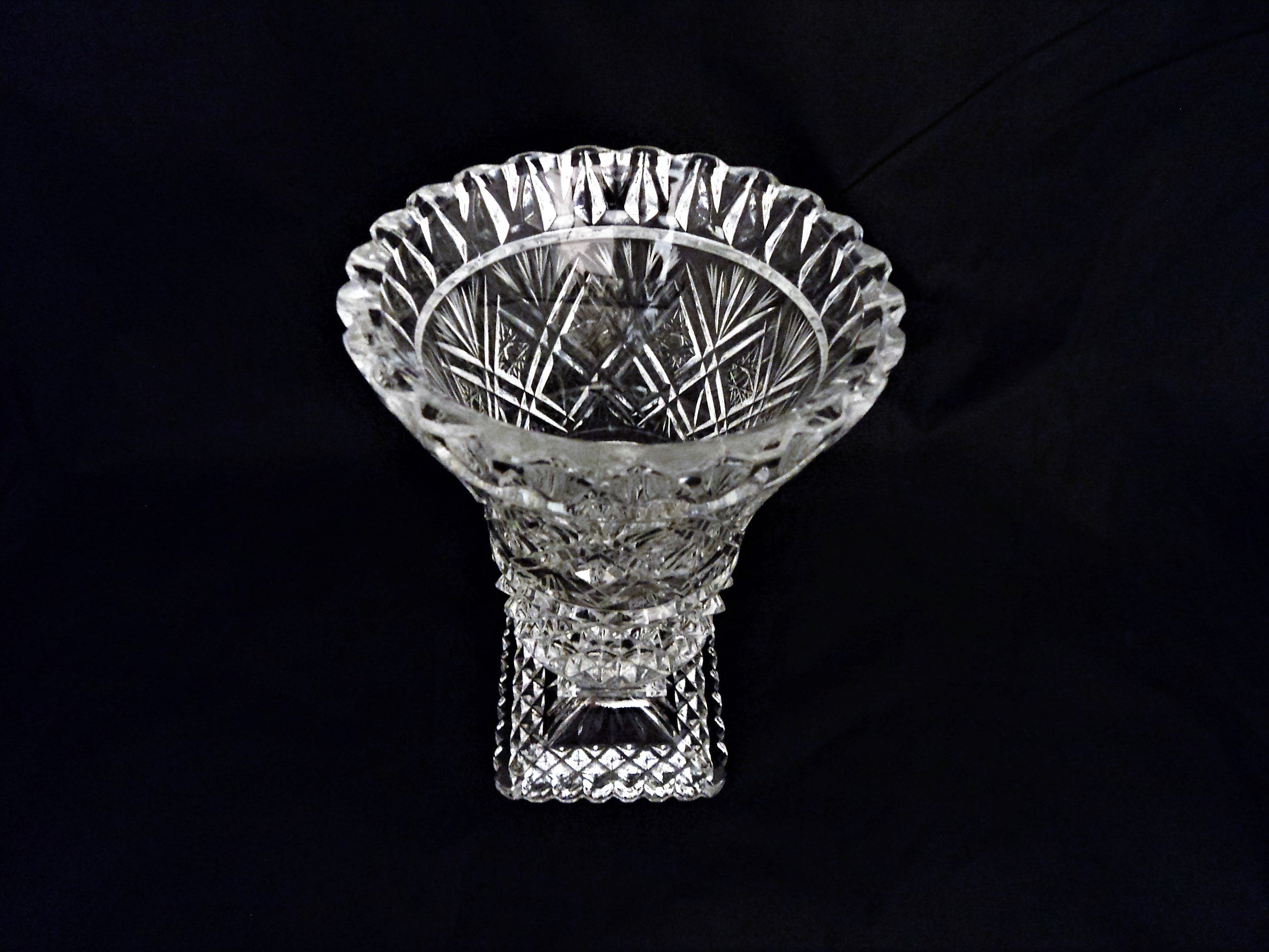 Pressed Glass Vase with Square Foot