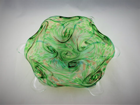 Barovier and Toso Murano Green Copper Aventurine Bowl