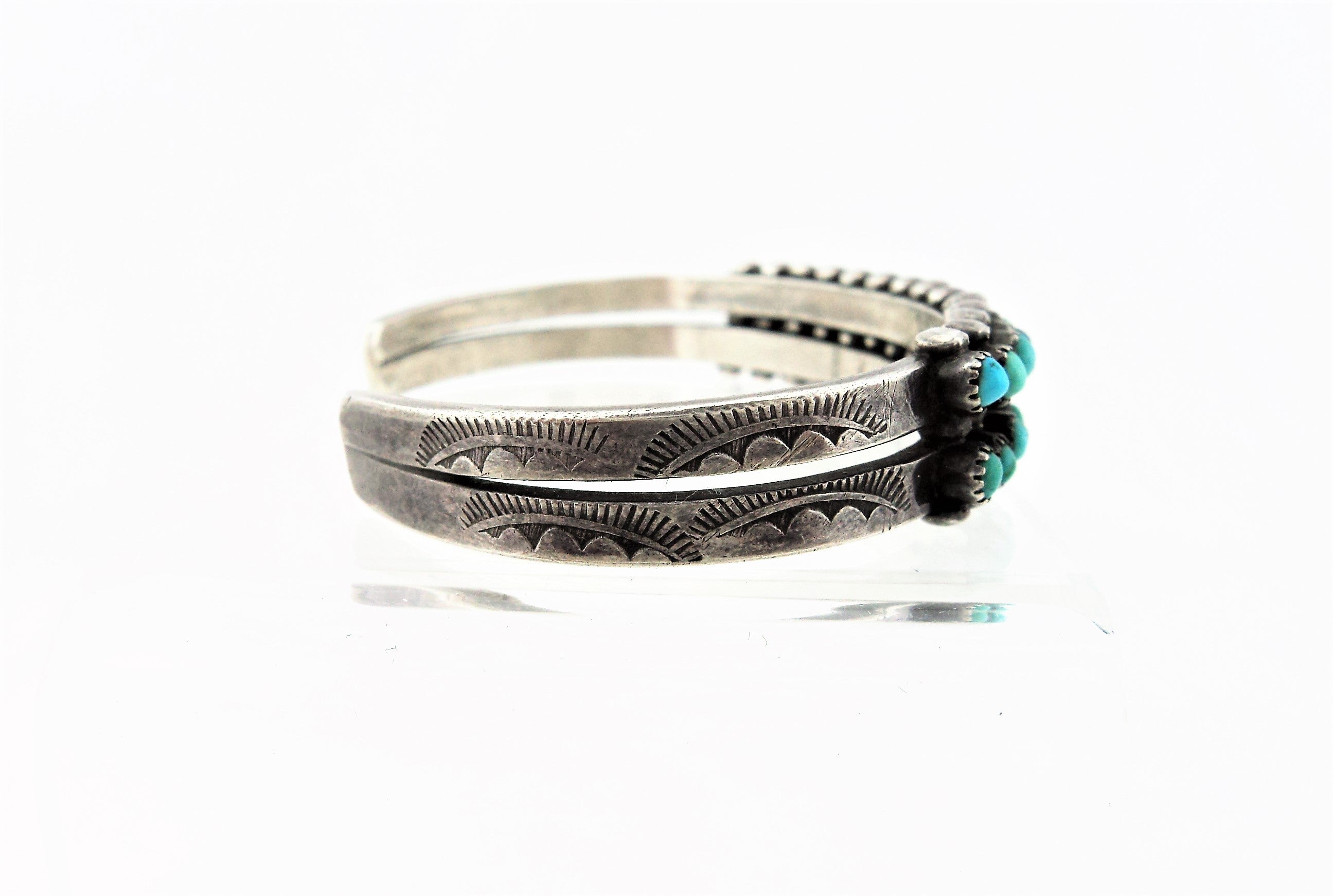 Old Zuni Turquoise Snake Eyes Petit Point Bracelet