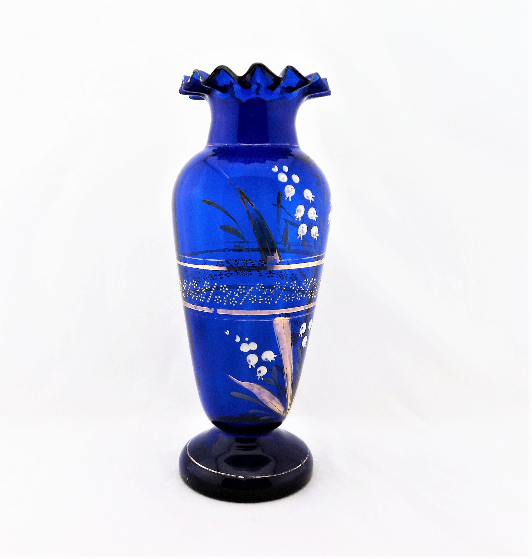 Victorian Cobalt Blue and Enamel Vase