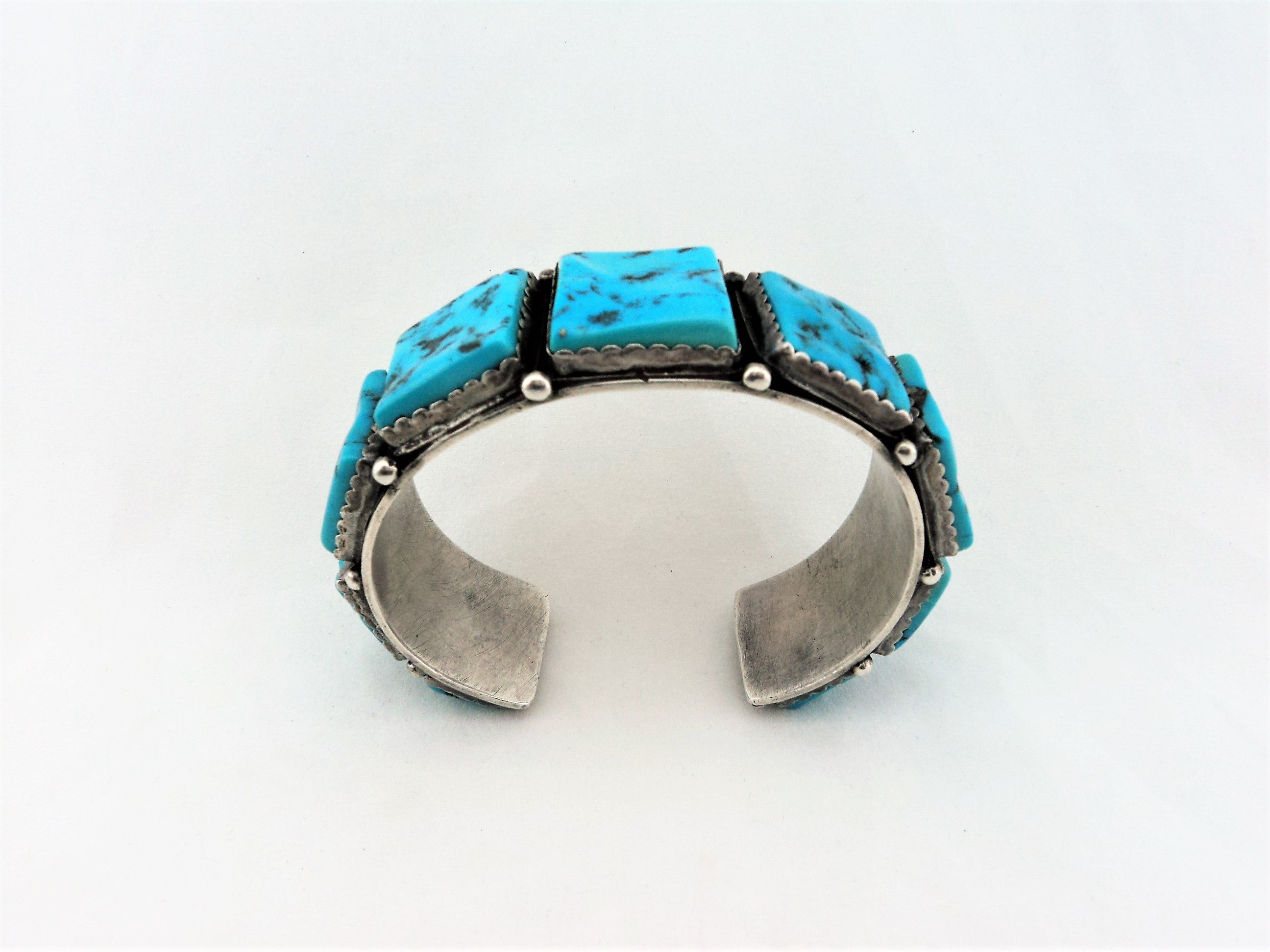 Vintage Native American Sterling Silver Turquoise Nugget Bracelet