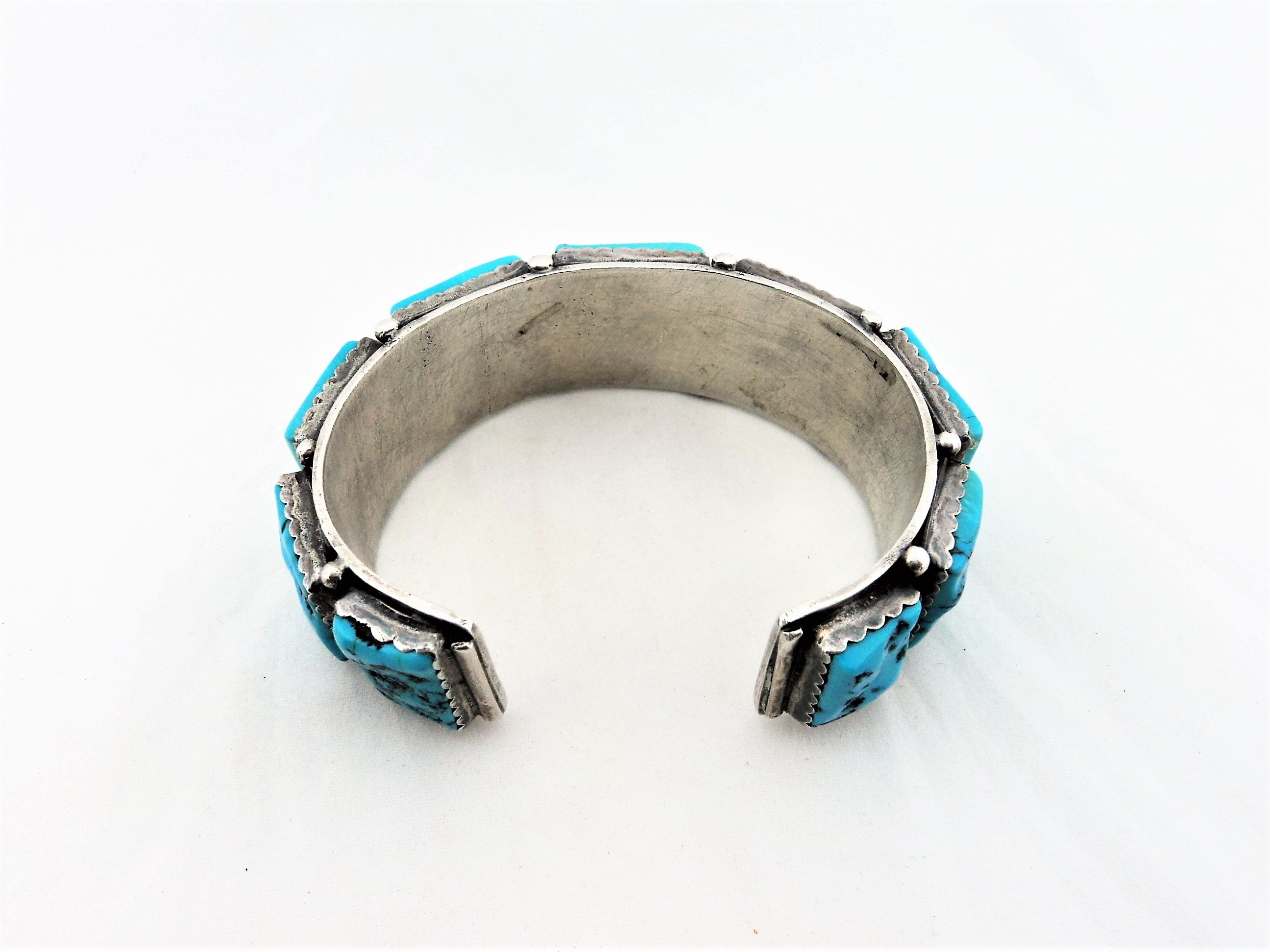 Vintage Native American Sterling Silver Turquoise Nugget Bracelet