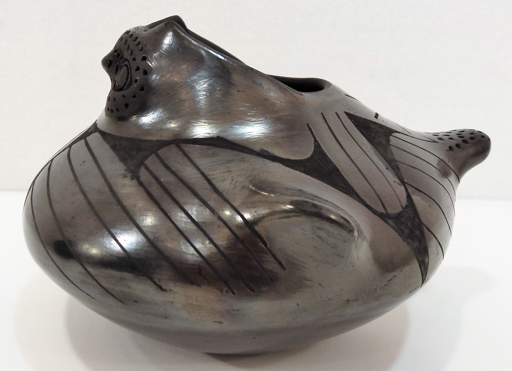 Jose L. Quezada Mata Ortiz Blackware Owl Vessel