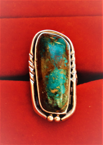 Native American Sterling Silver and Royston Turquoise Ring