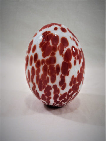 Egermann Red and White Speckled Art Glass Egg