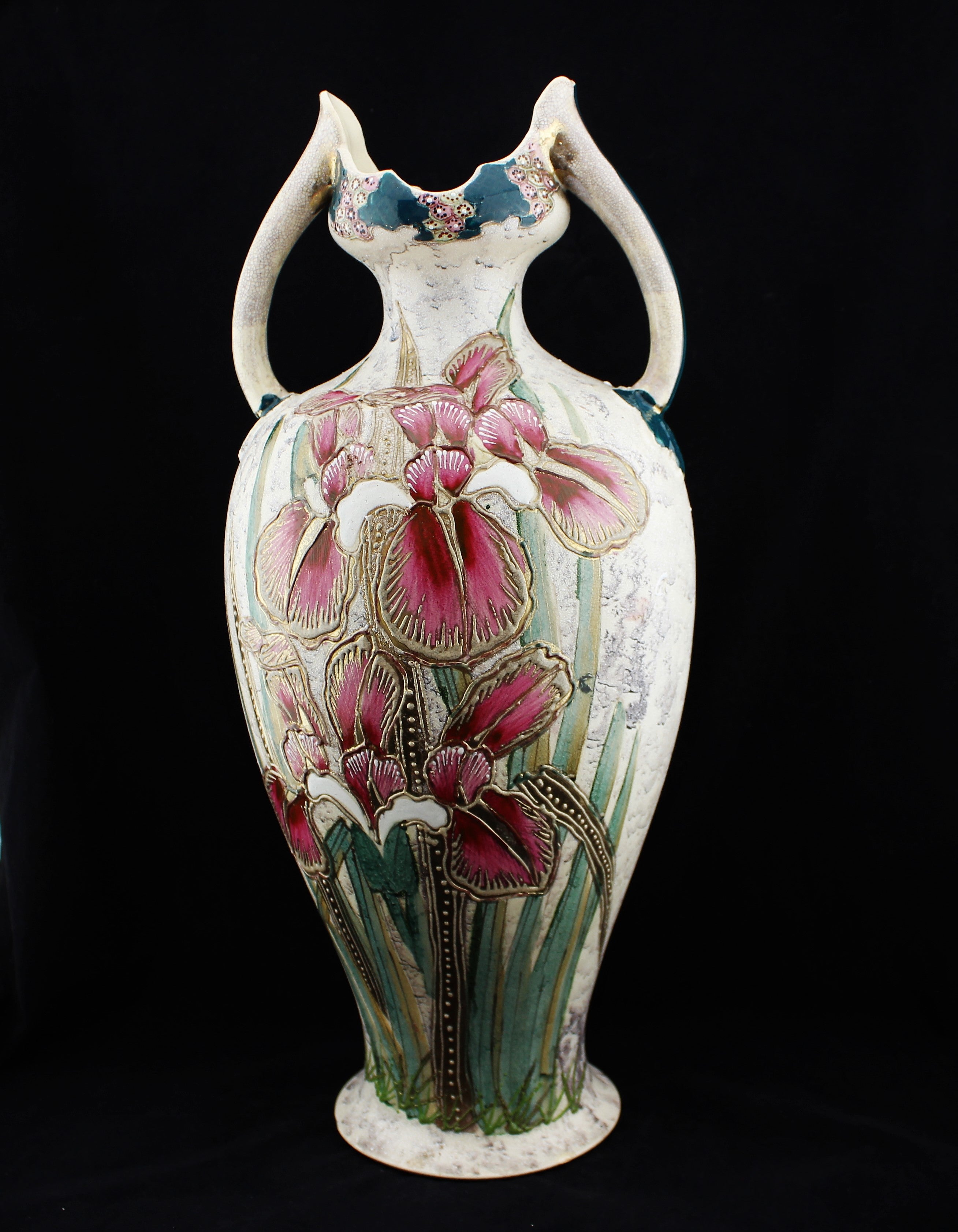 Art Nouveau Satsuma Large Floral Vase