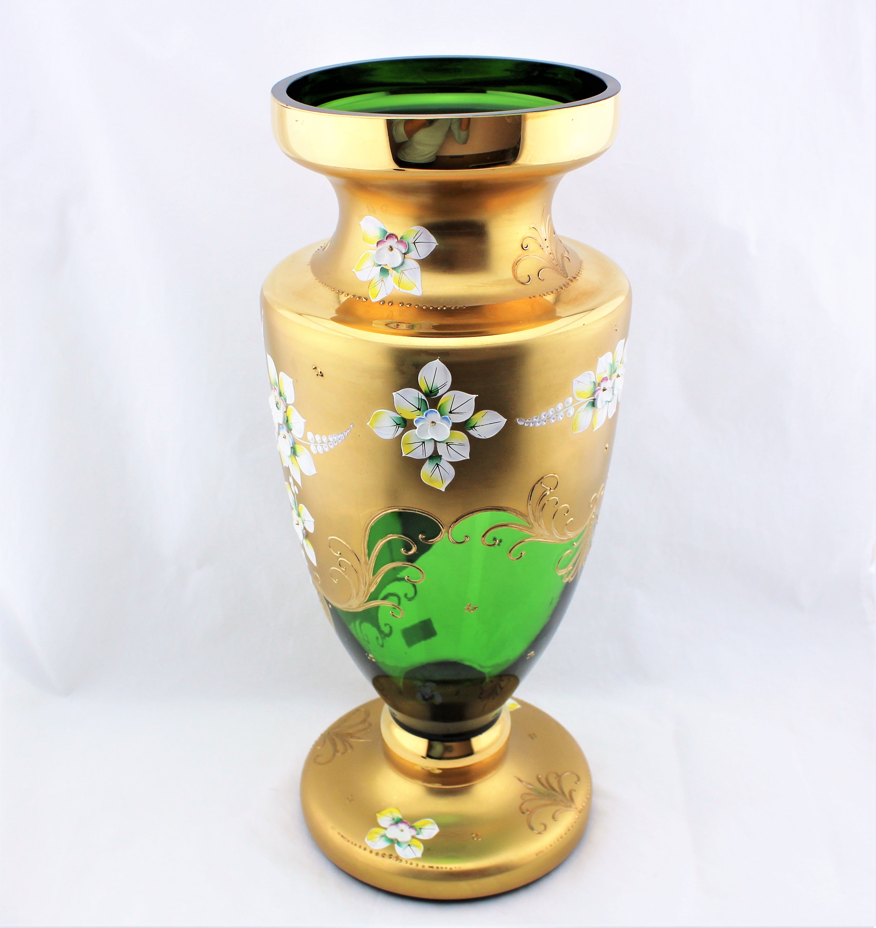 Egermann High Enamel Green Vase