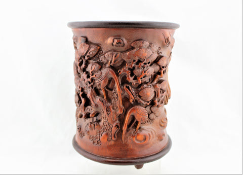 Carved Bamboo Brush Pot