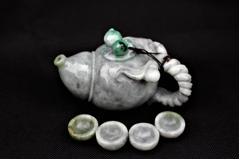 Jadeite Jade Mini Teapot and Cups