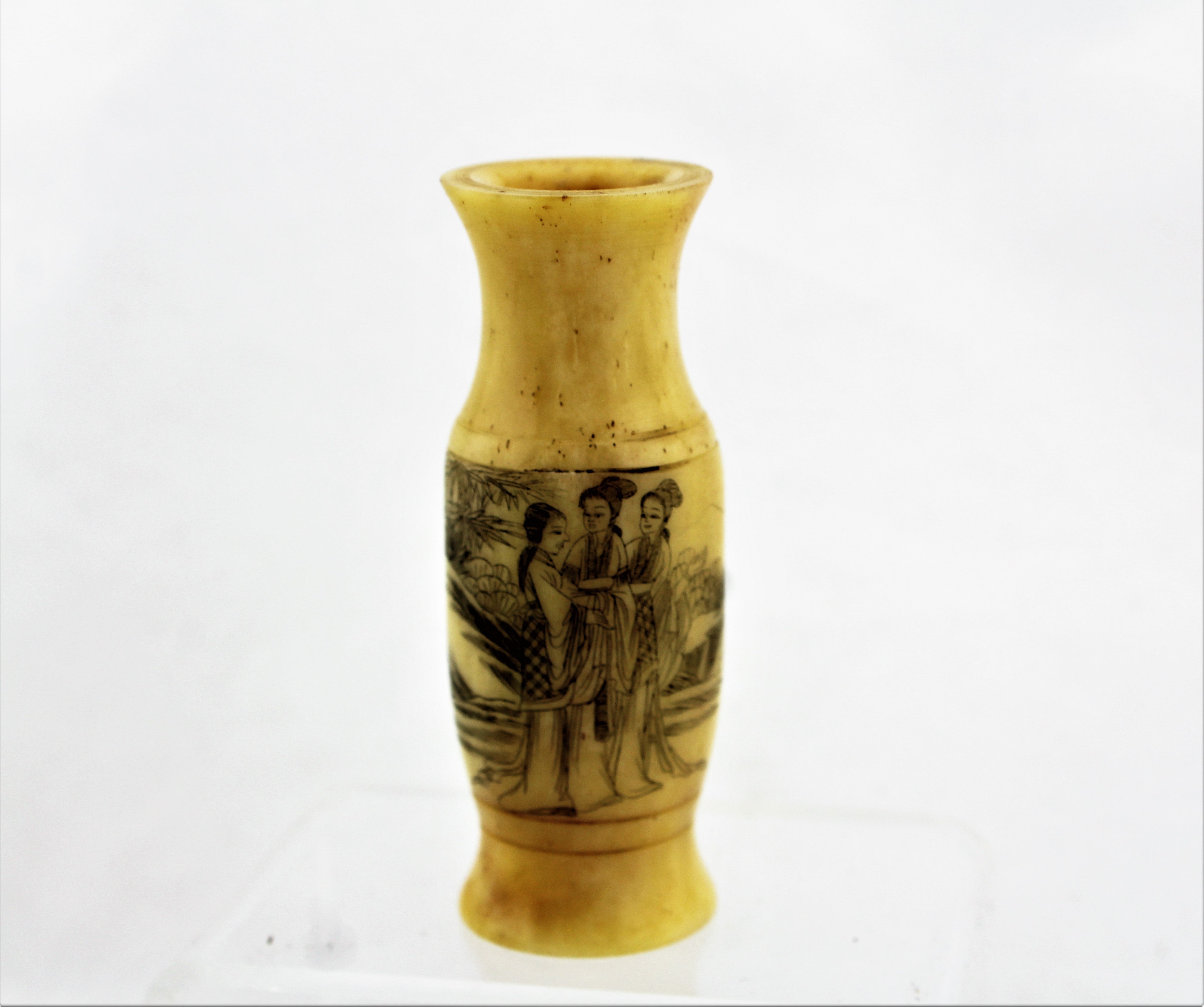 Scrimshaw Bone Vase