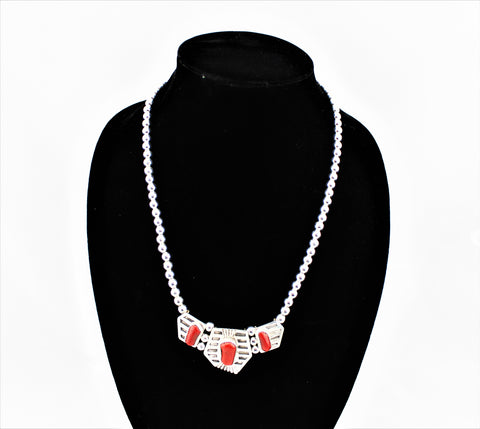 Henry Attakai Sterling Coral necklace