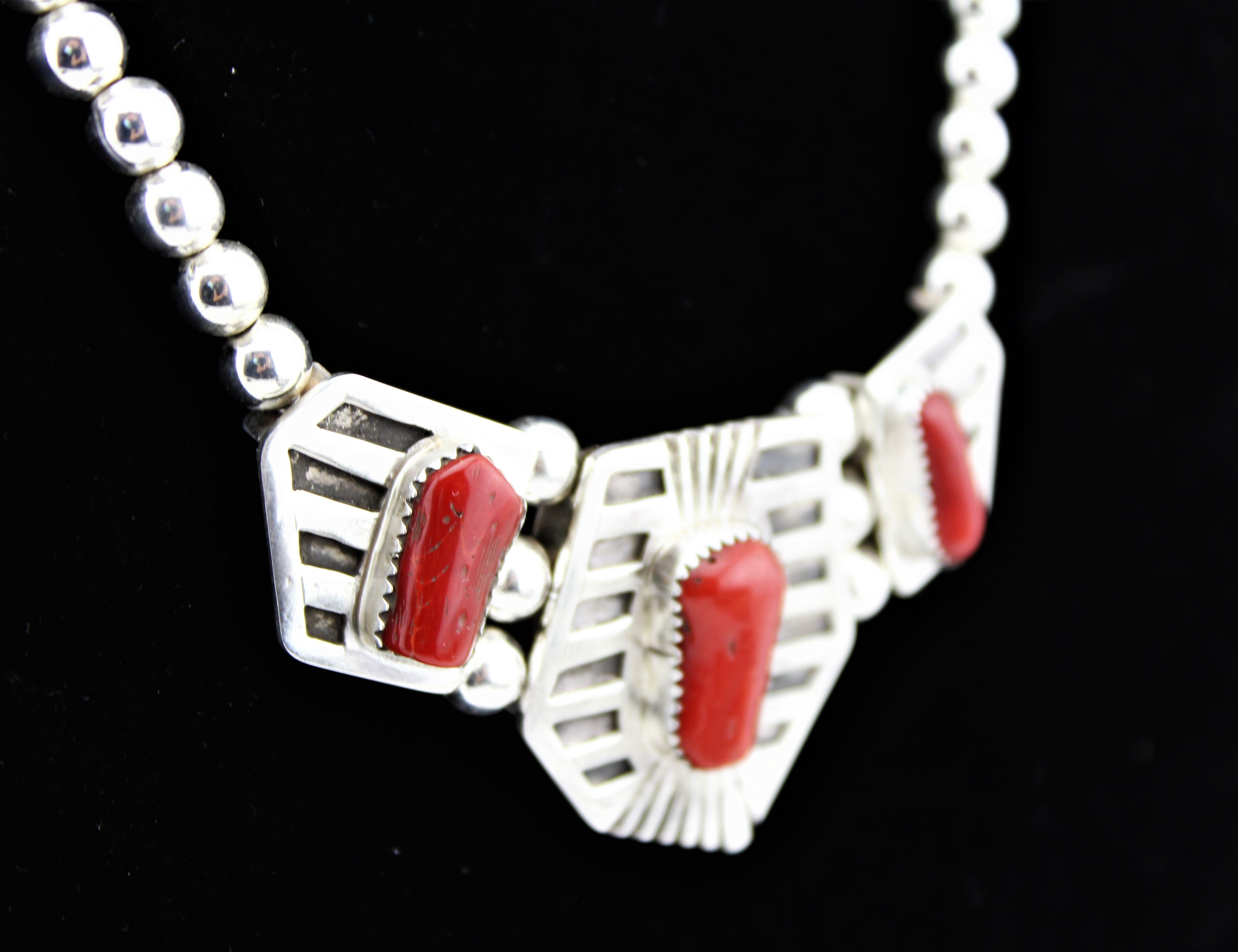 Henry Attakai Sterling Coral necklace