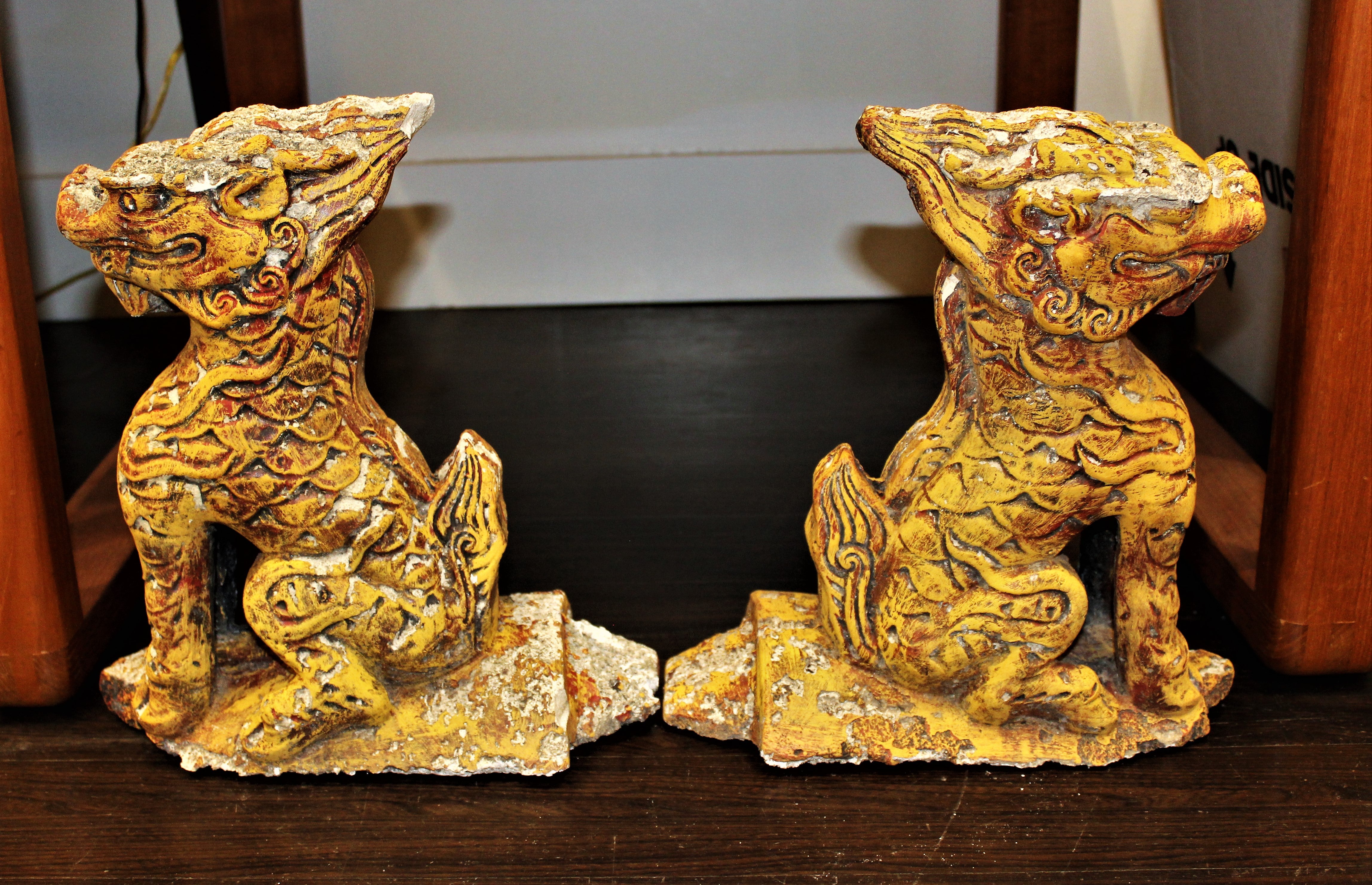 Limestone Foo Dog Pair