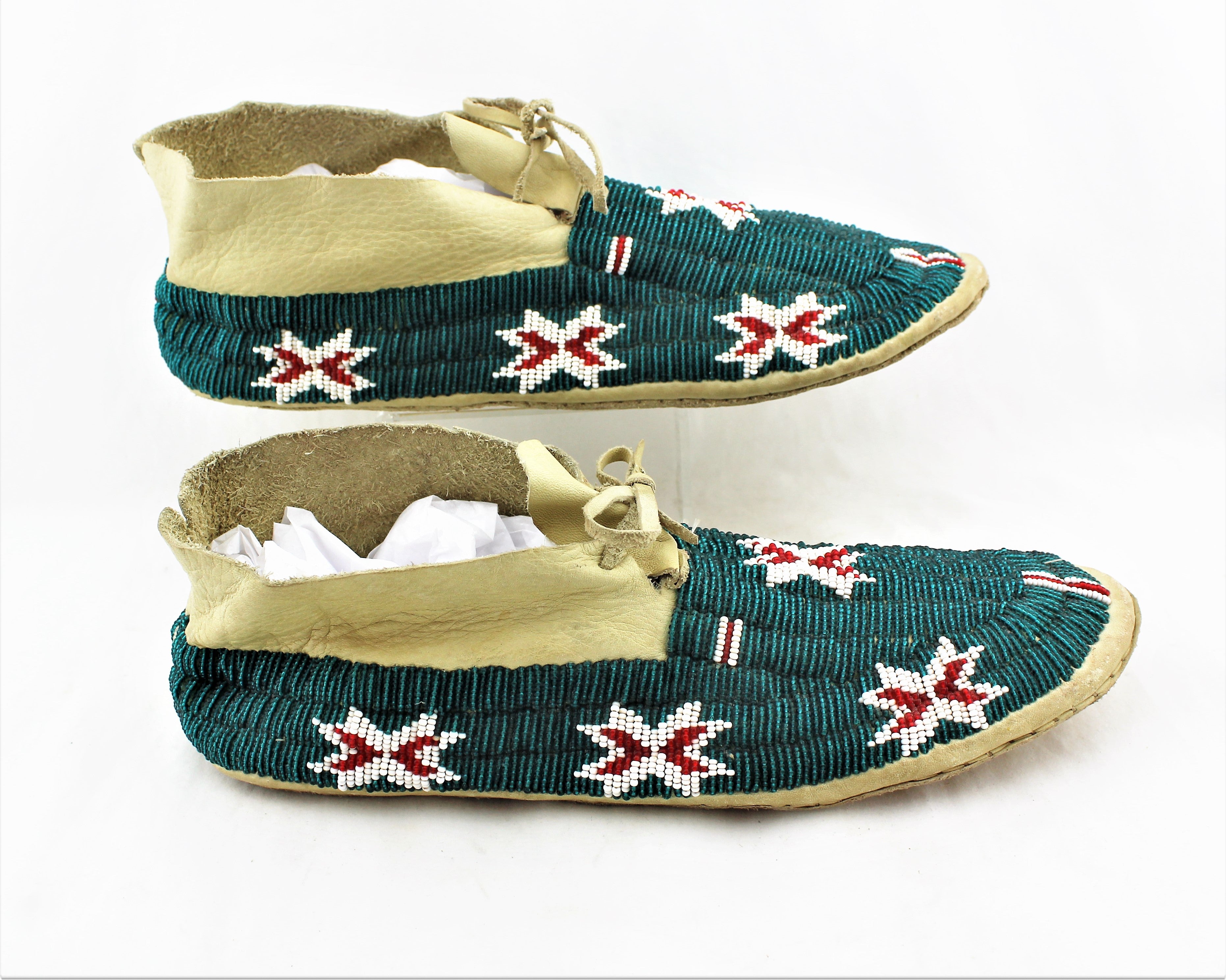 Hand Beaded Buckskin Moccasins