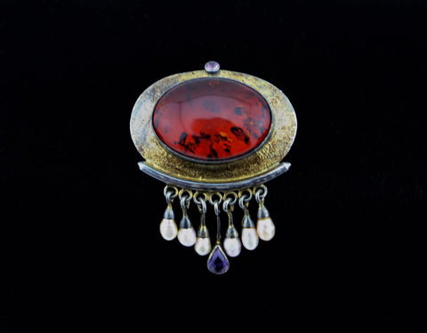 Vintage Baltic Amber Brooch