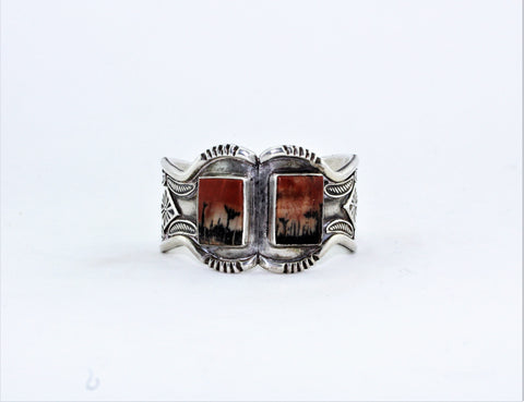 Sterling Silver and Petrified Wood Cuff