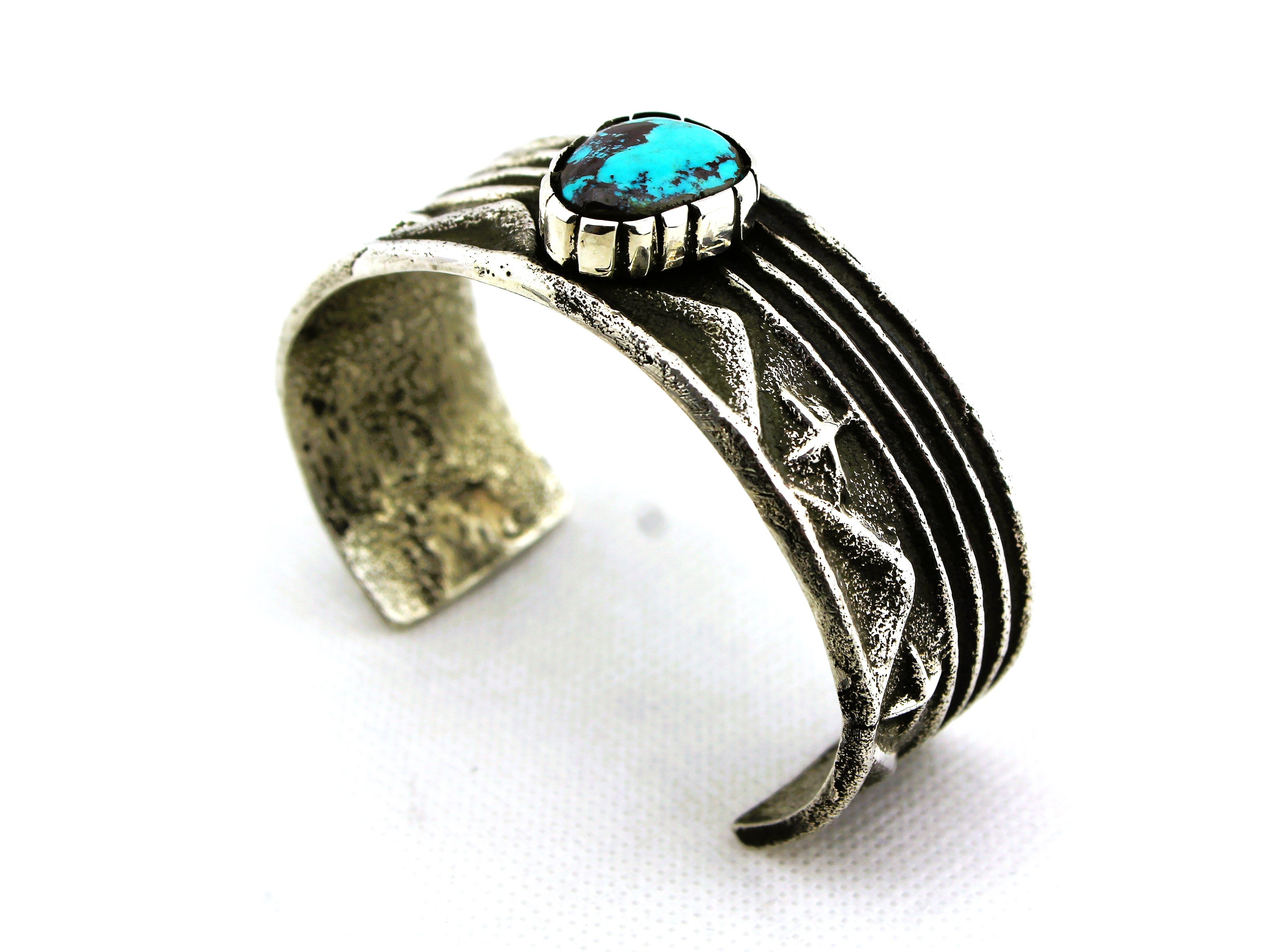 Tufa Cast Sterling Silver Turquoise Bracelet