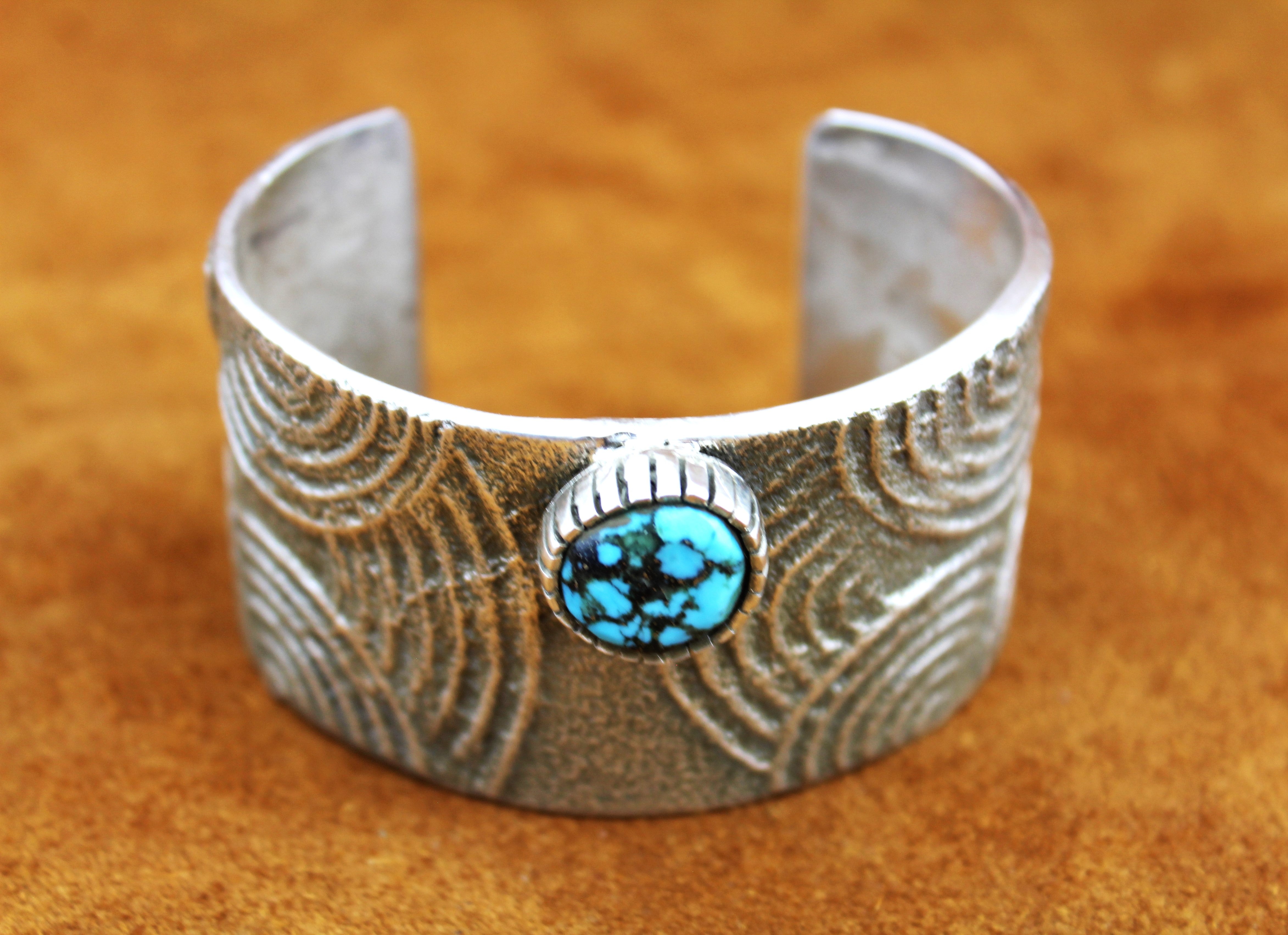 Merlin James Tufa Cast Sterling Turquoise Bracelet