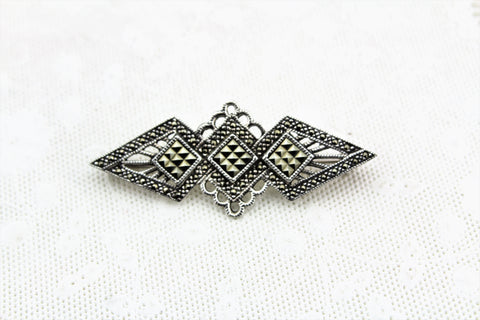 Sterling Silver Marcasite Brooch