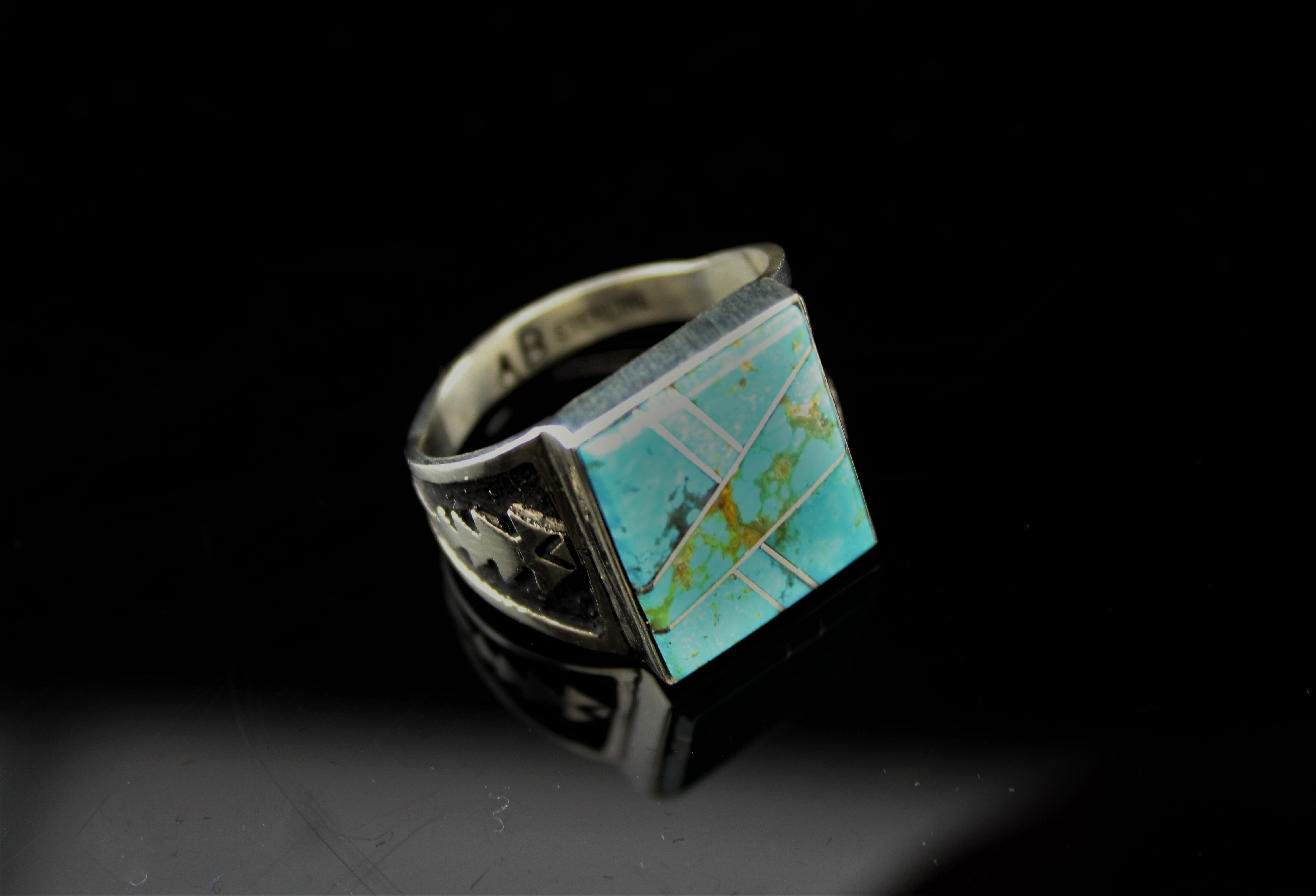 Abraham Begay Man's Sterling Turquoise Ring