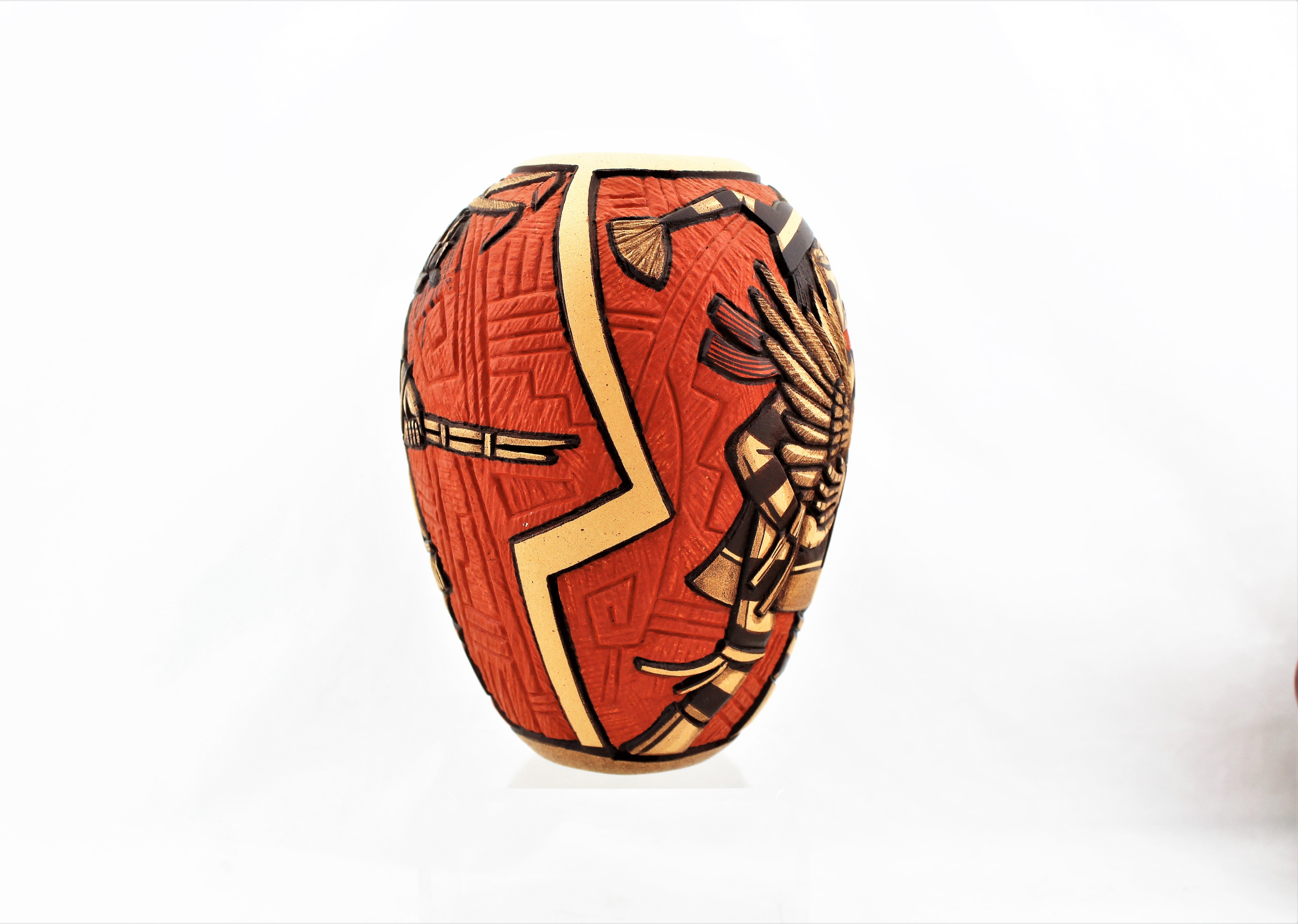 Marty Naha and Elvira Nampeyo Carved Redware Pottery