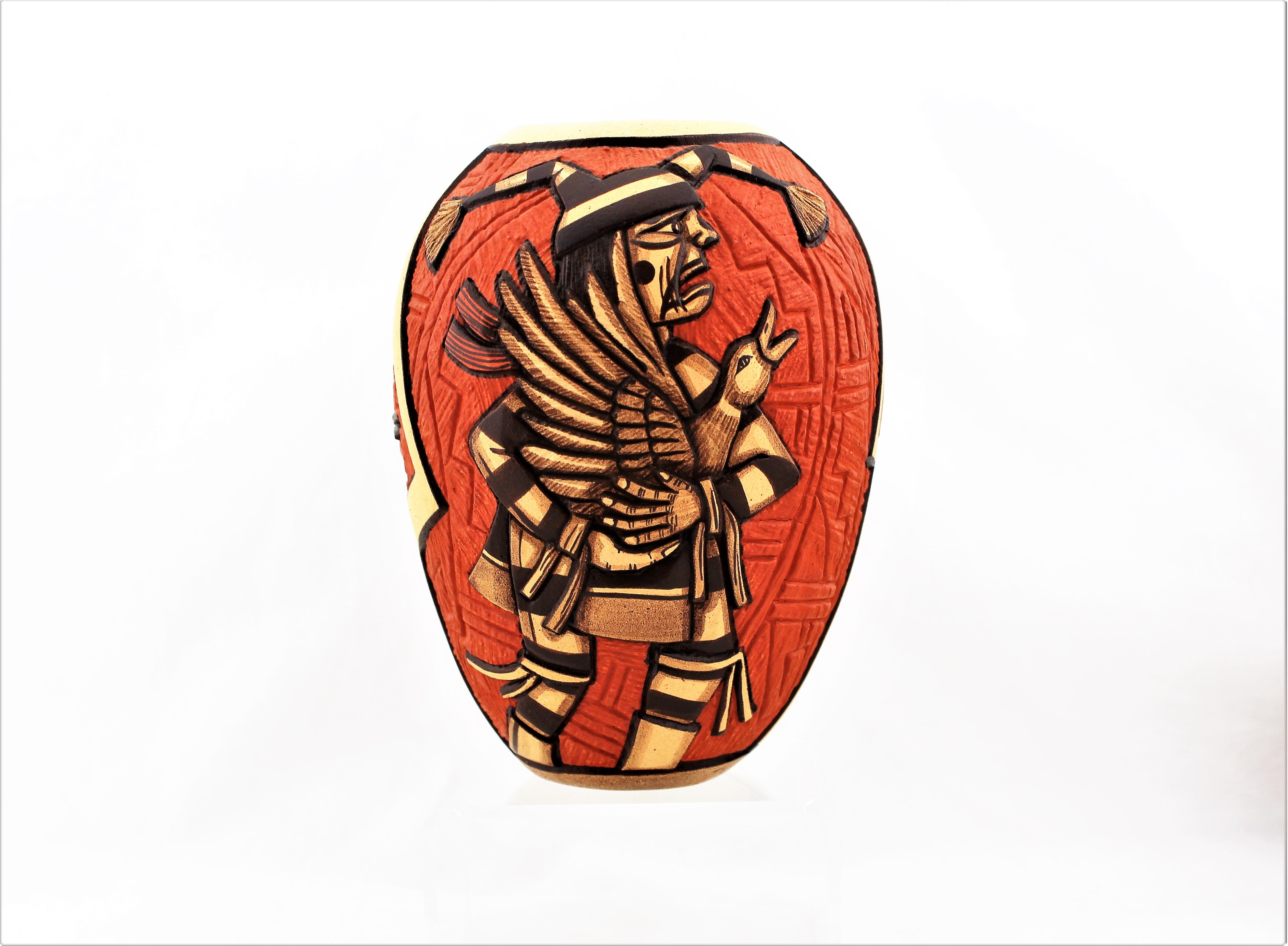 Marty Naha and Elvira Nampeyo Carved Redware Pottery