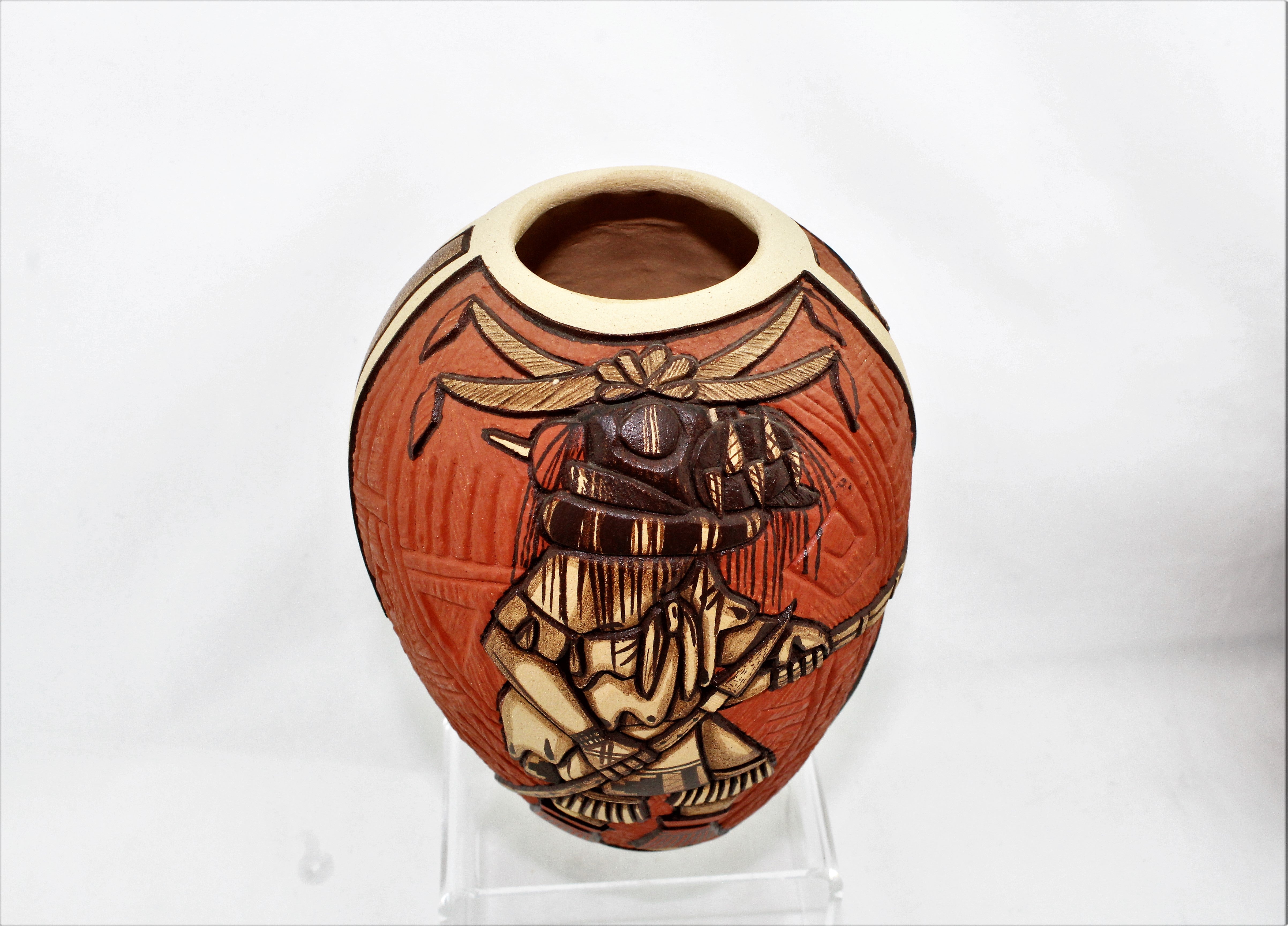 Marty Naha and Elvira Nampeyo Carved Redware Pottery