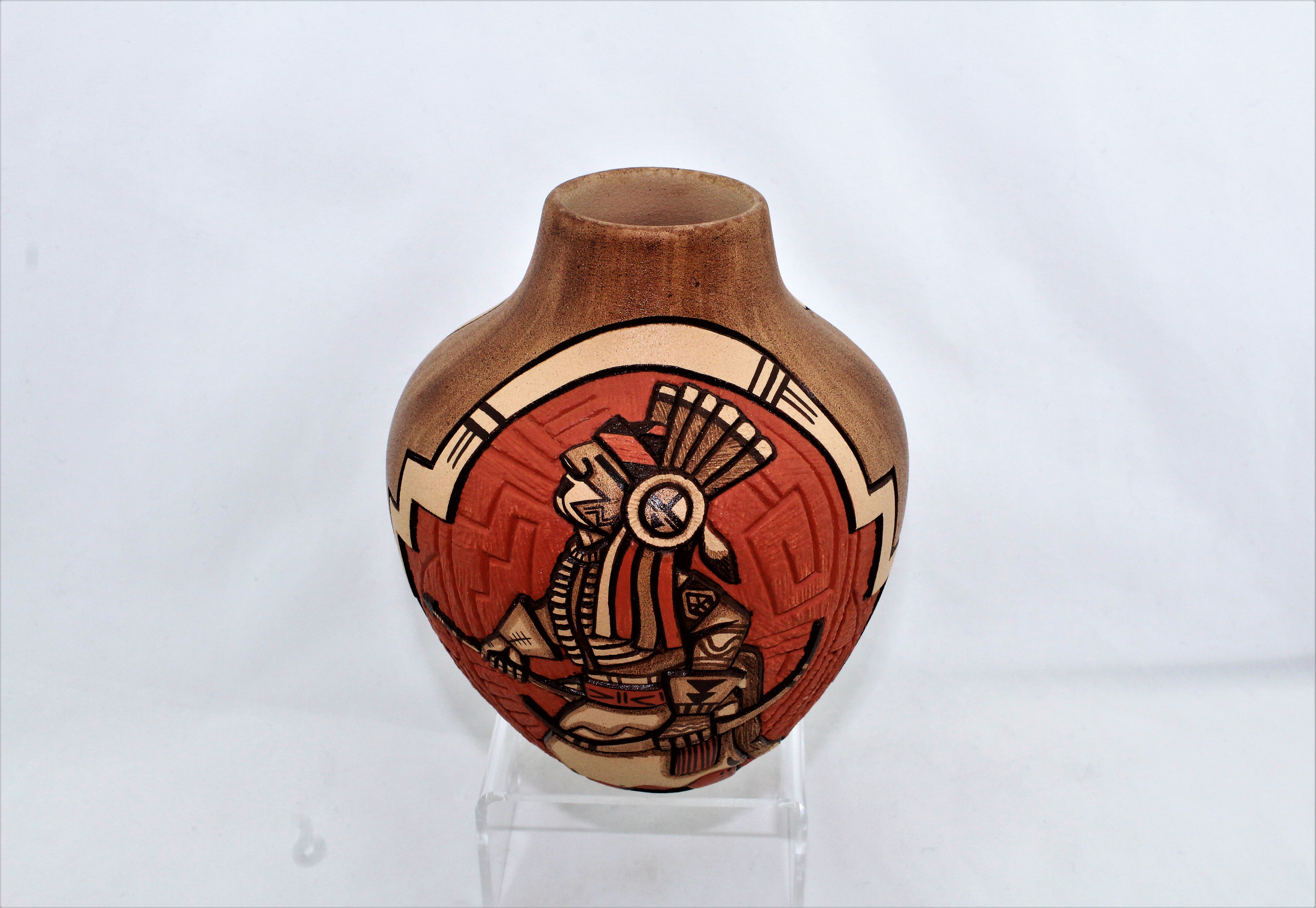 Marty Naha and Elvira Nampeyo Carved Redware Pottery