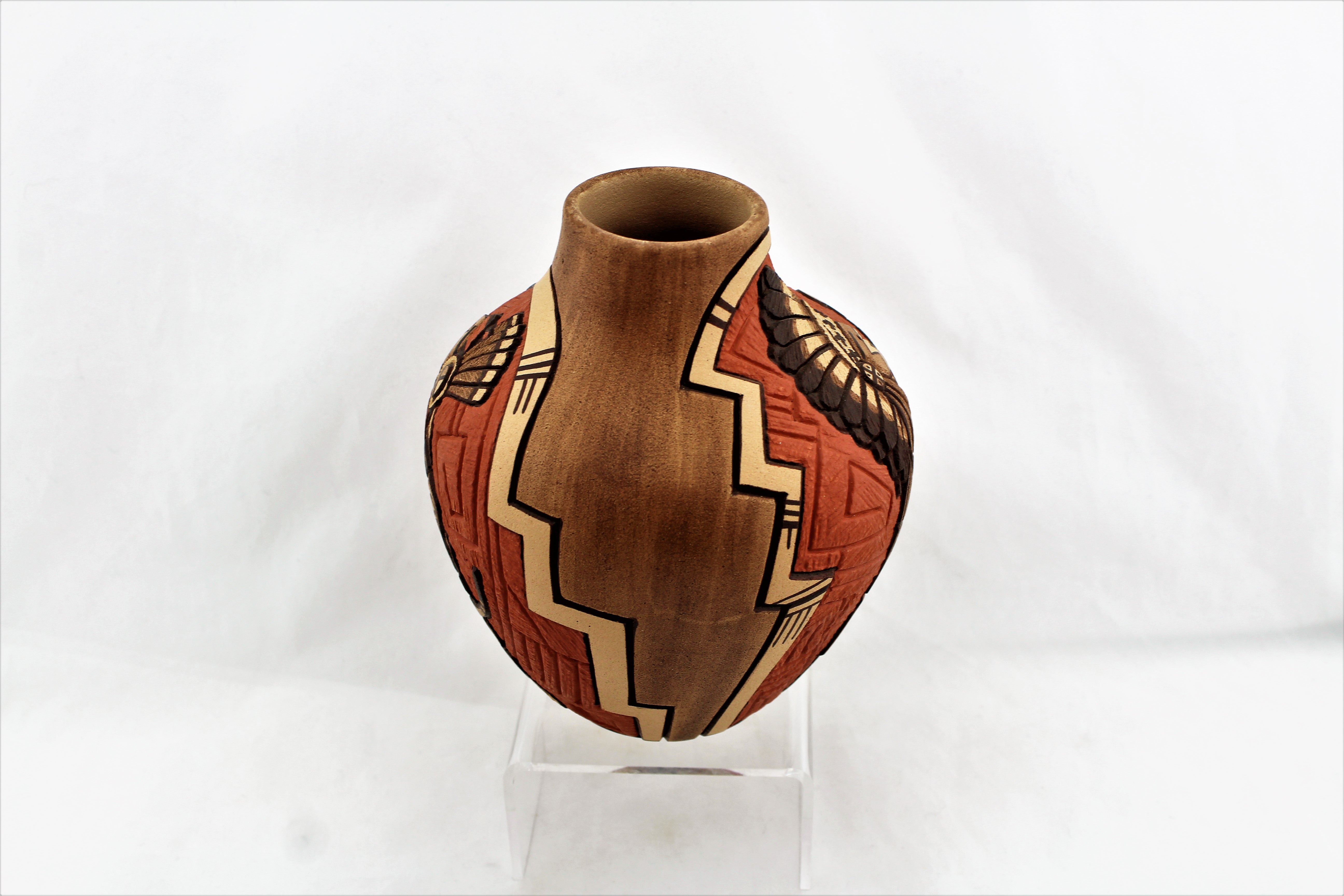 Marty Naha and Elvira Nampeyo Carved Redware Pottery