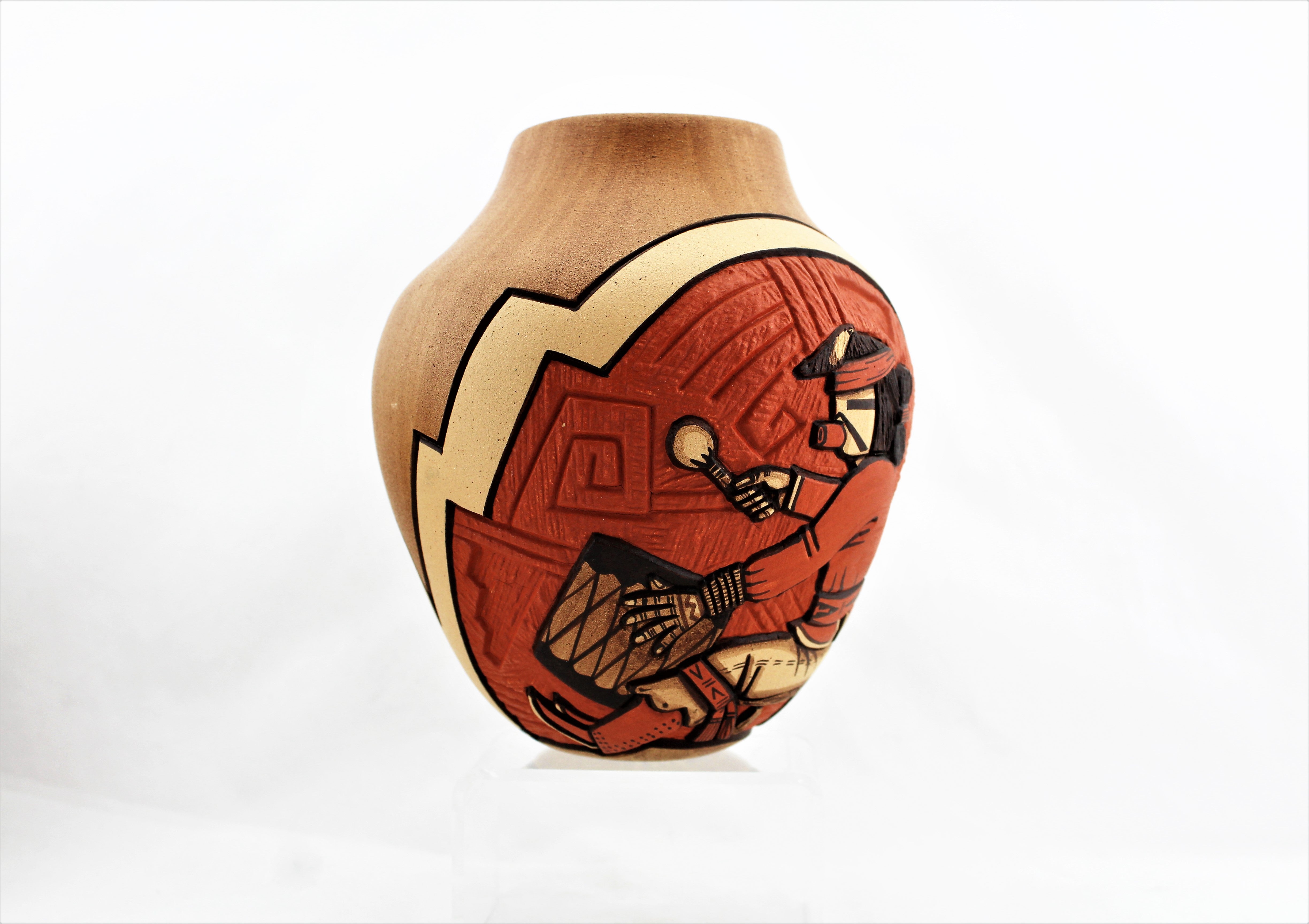 Marty Naha and Elvira Nampeyo Carved Redware Pottery