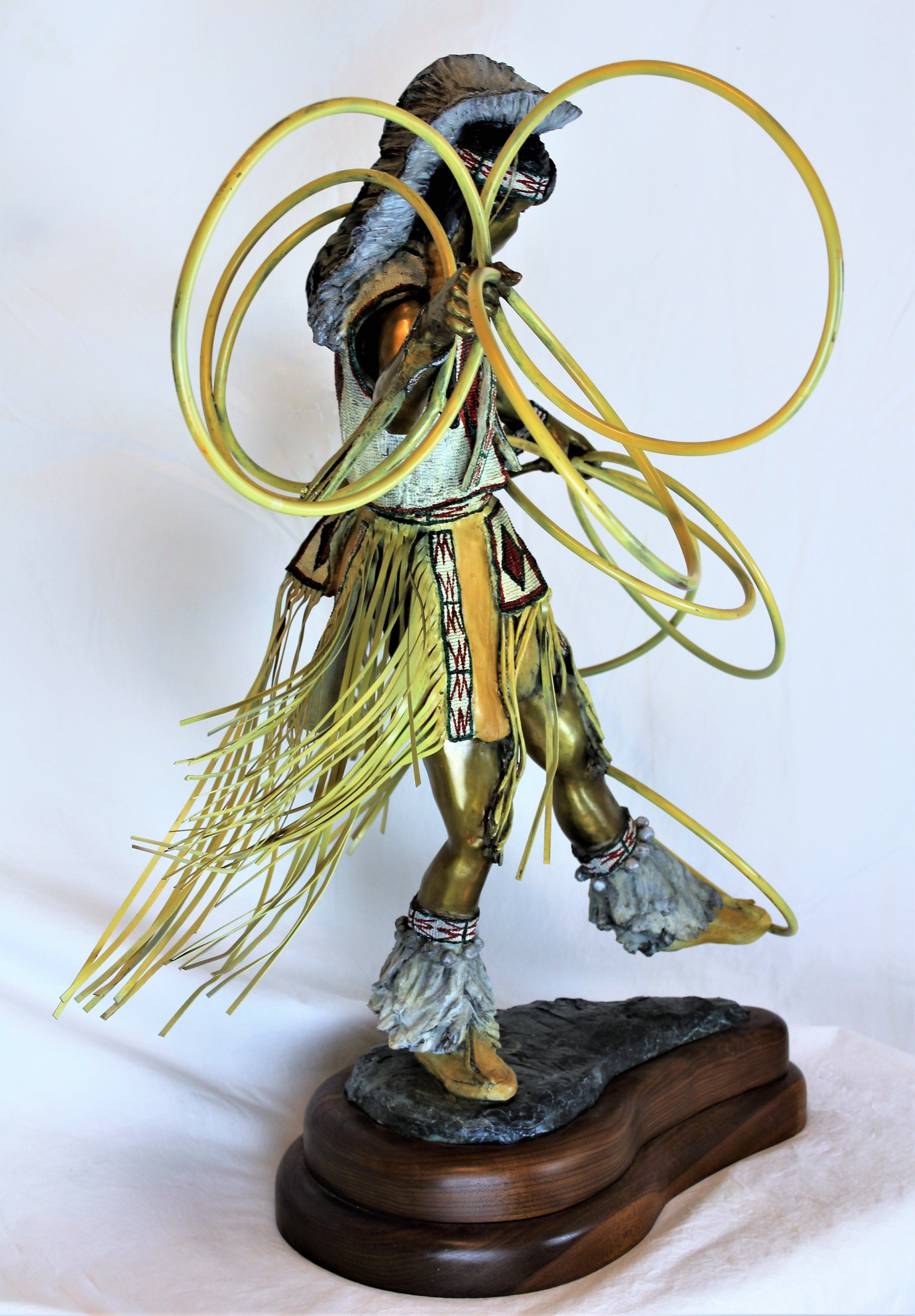 Hoop Dancer Polychrome Bronze Statue