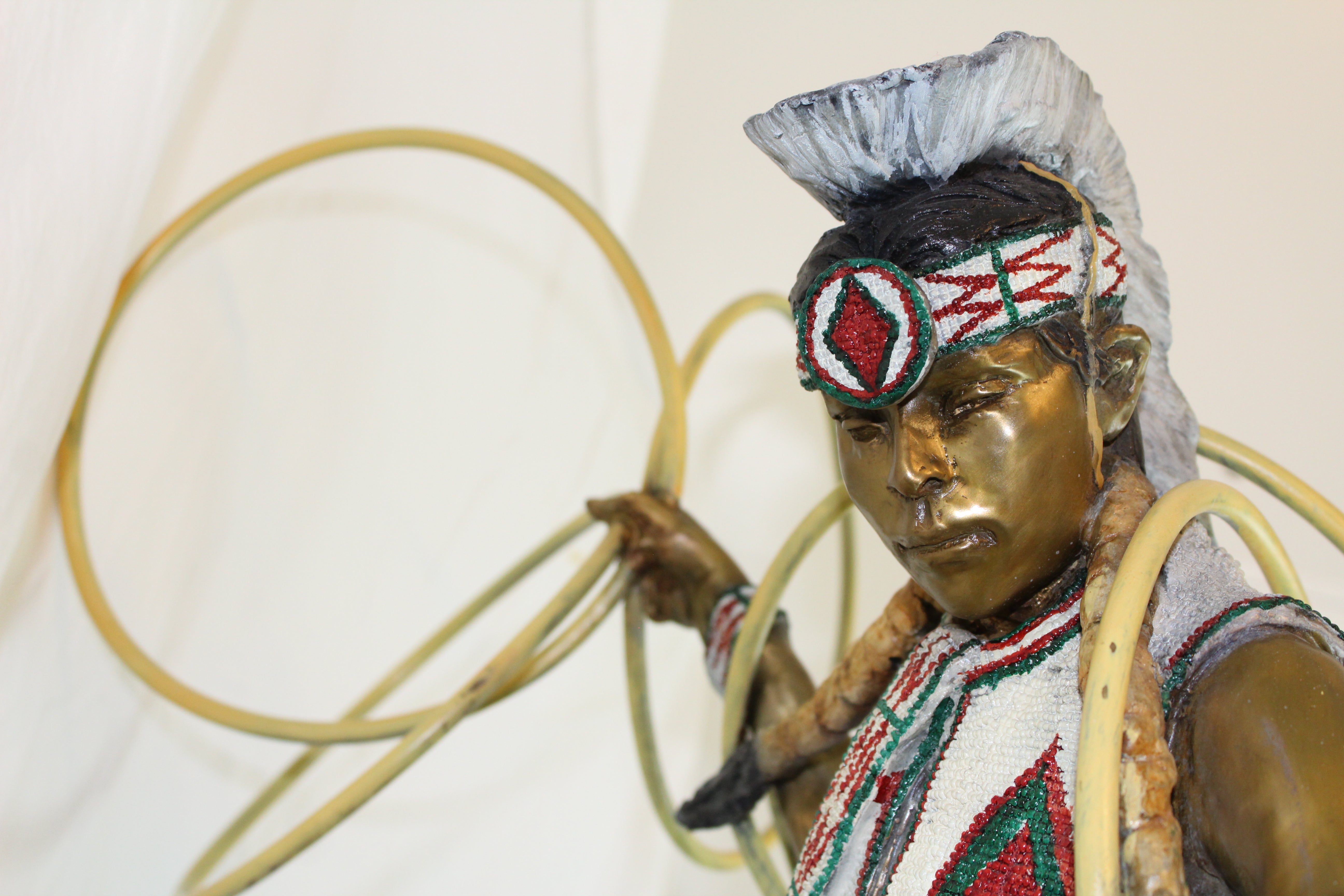 Hoop Dancer Polychrome Bronze Statue