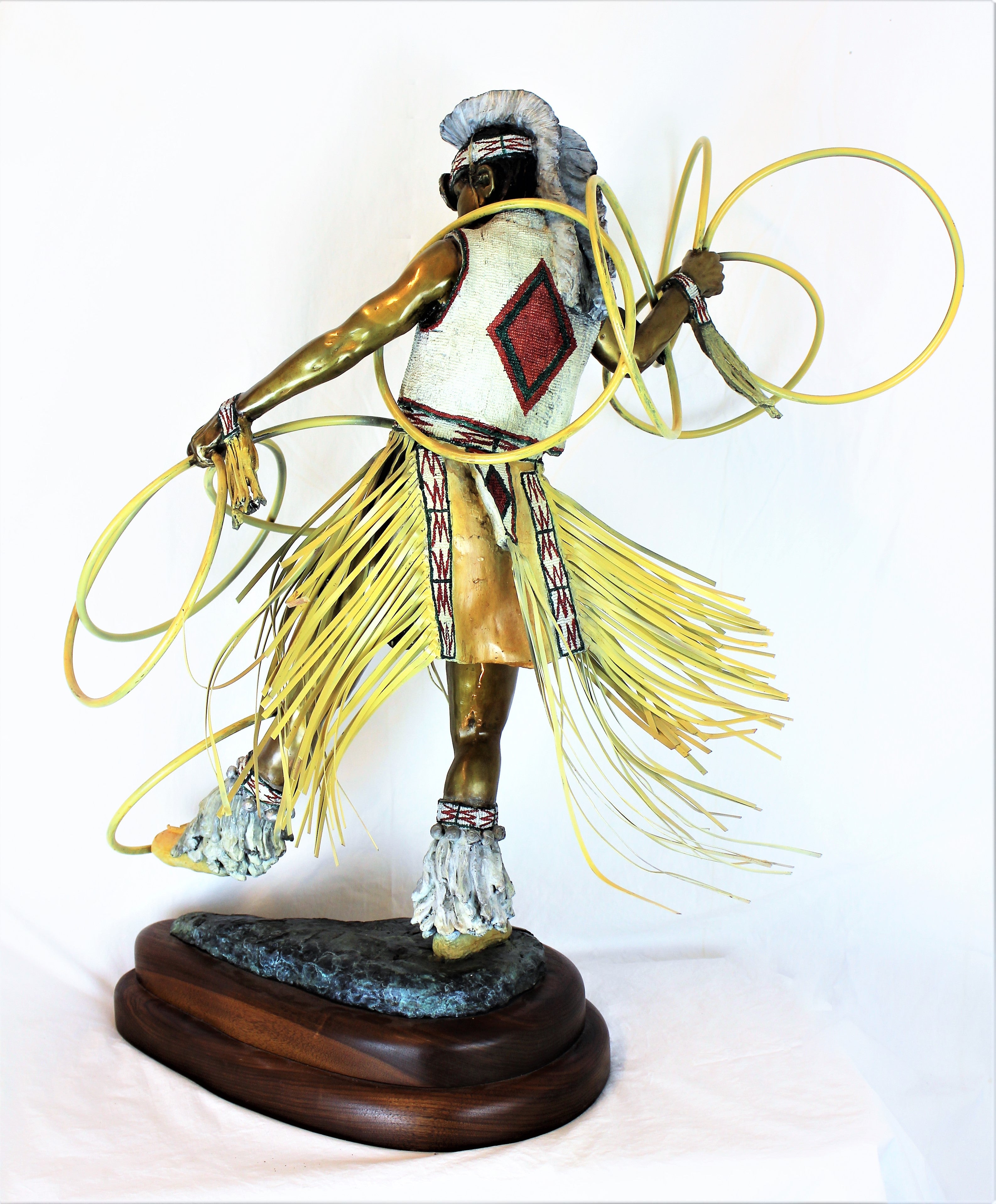 Hoop Dancer Polychrome Bronze Statue