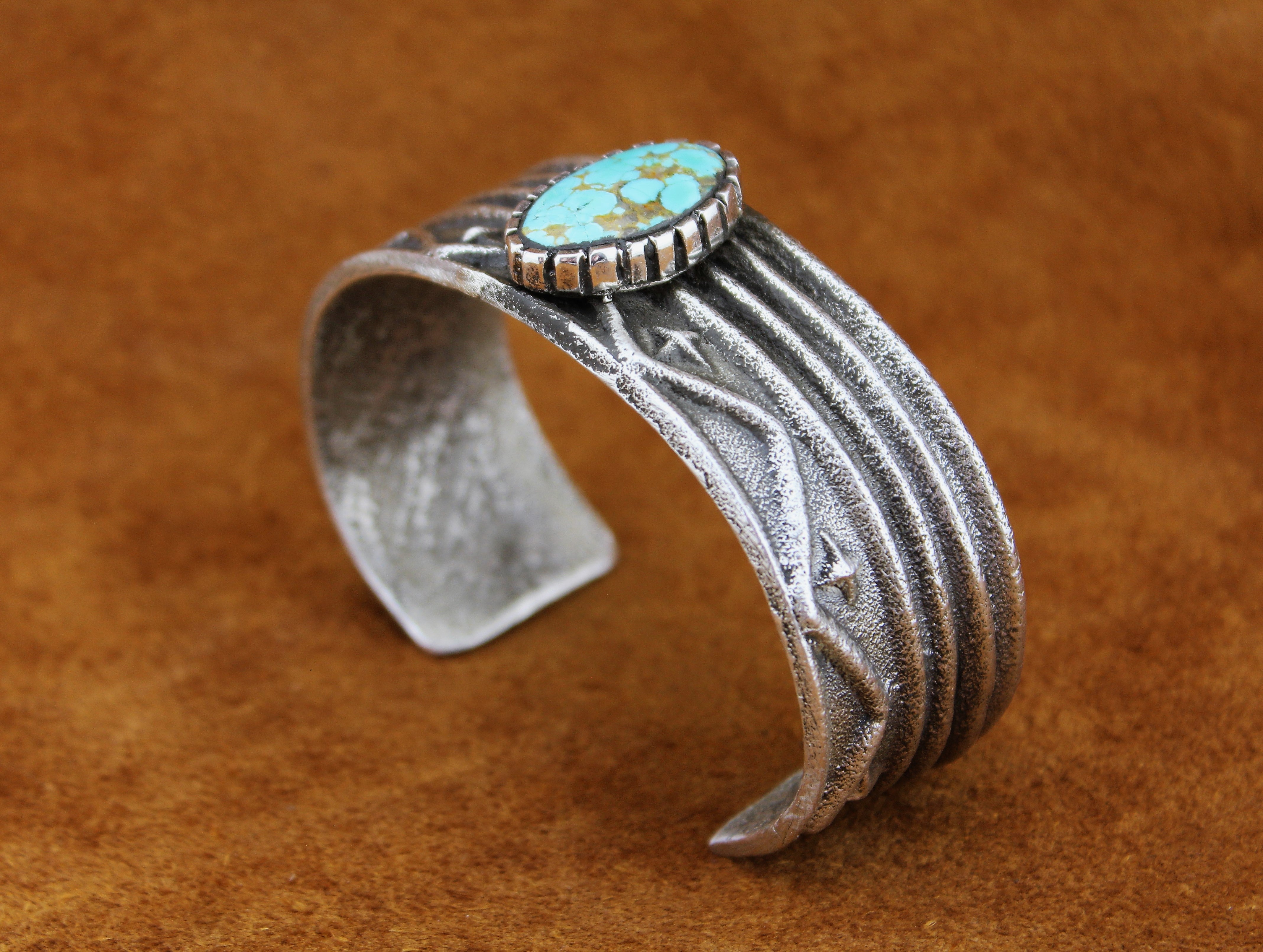 Merlin James Sterling Turquoise Tufa Cast Bracelet