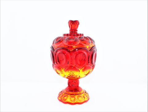 LE Smith Amberina Covered Compote