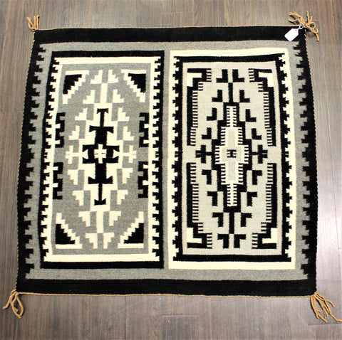 Two Grey Hills Double Pattern Navajo Rug